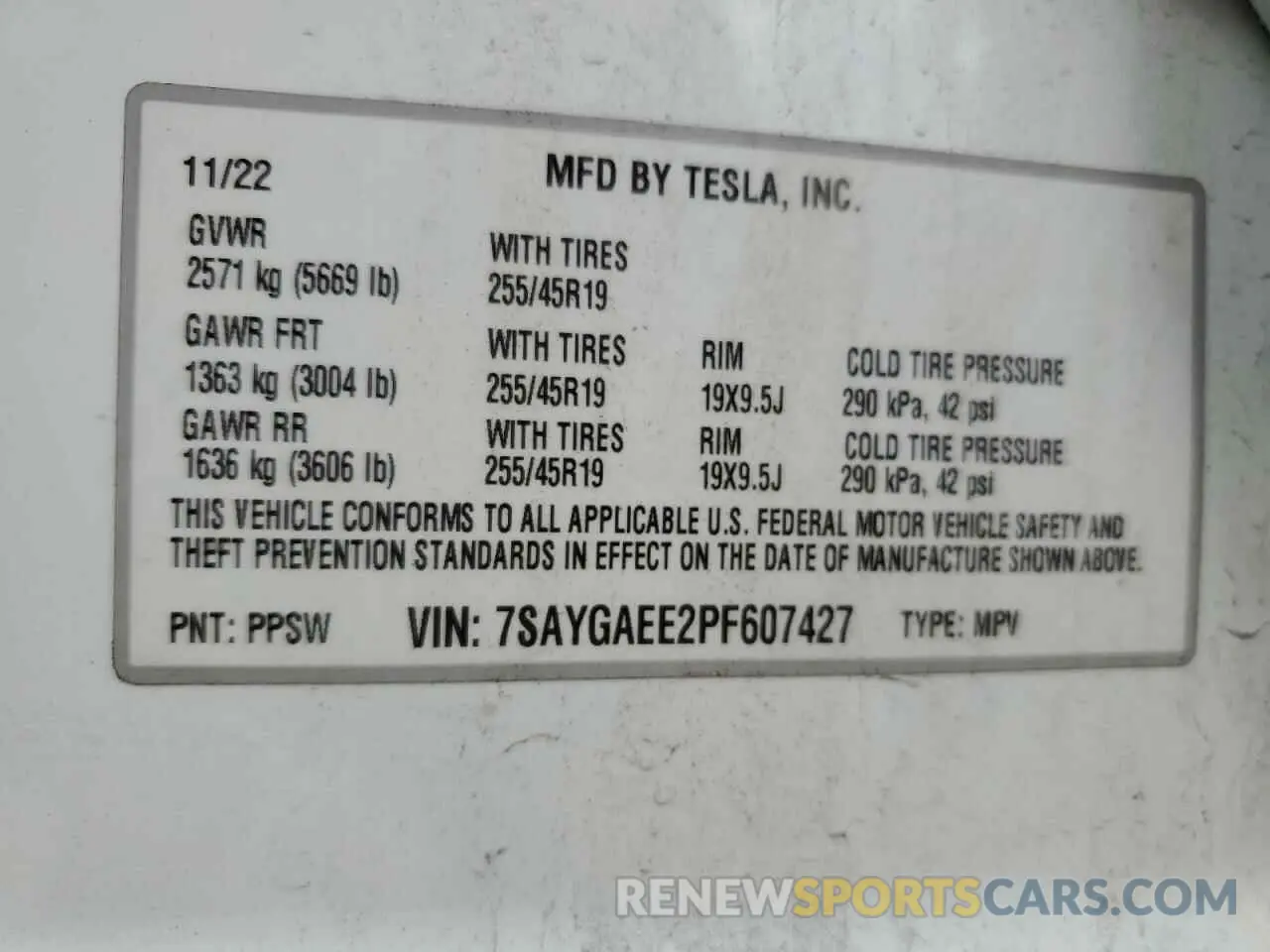 12 fotografías del automóvil dañado 7SAYGAEE2PF607427 TESLA MODEL Y 2023