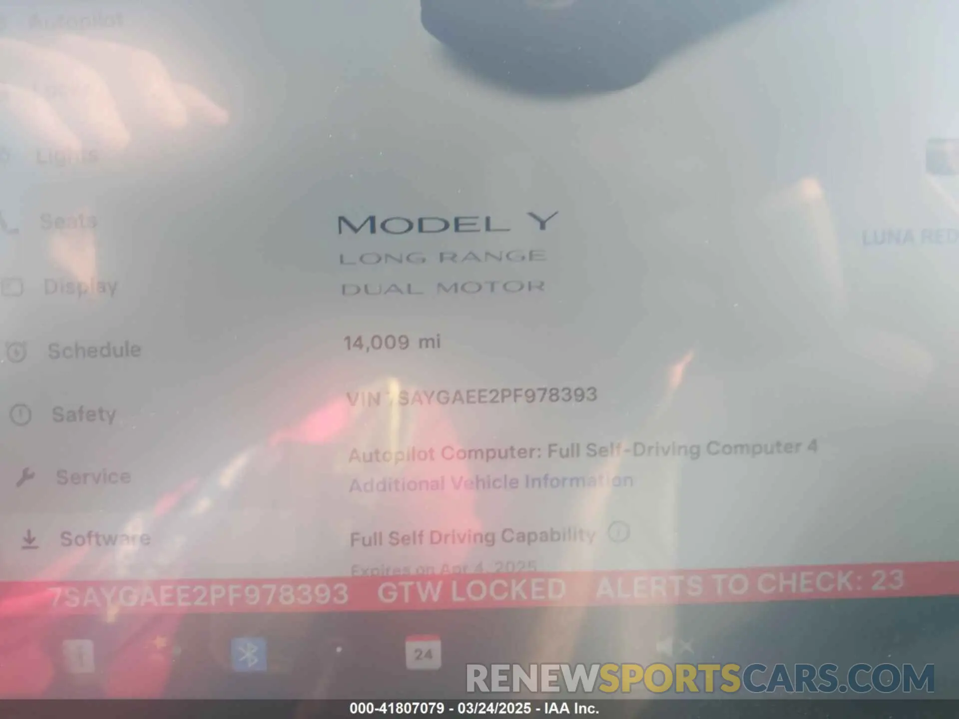 7 fotografías del automóvil dañado 7SAYGAEE2PF978393 TESLA MODEL Y 2023