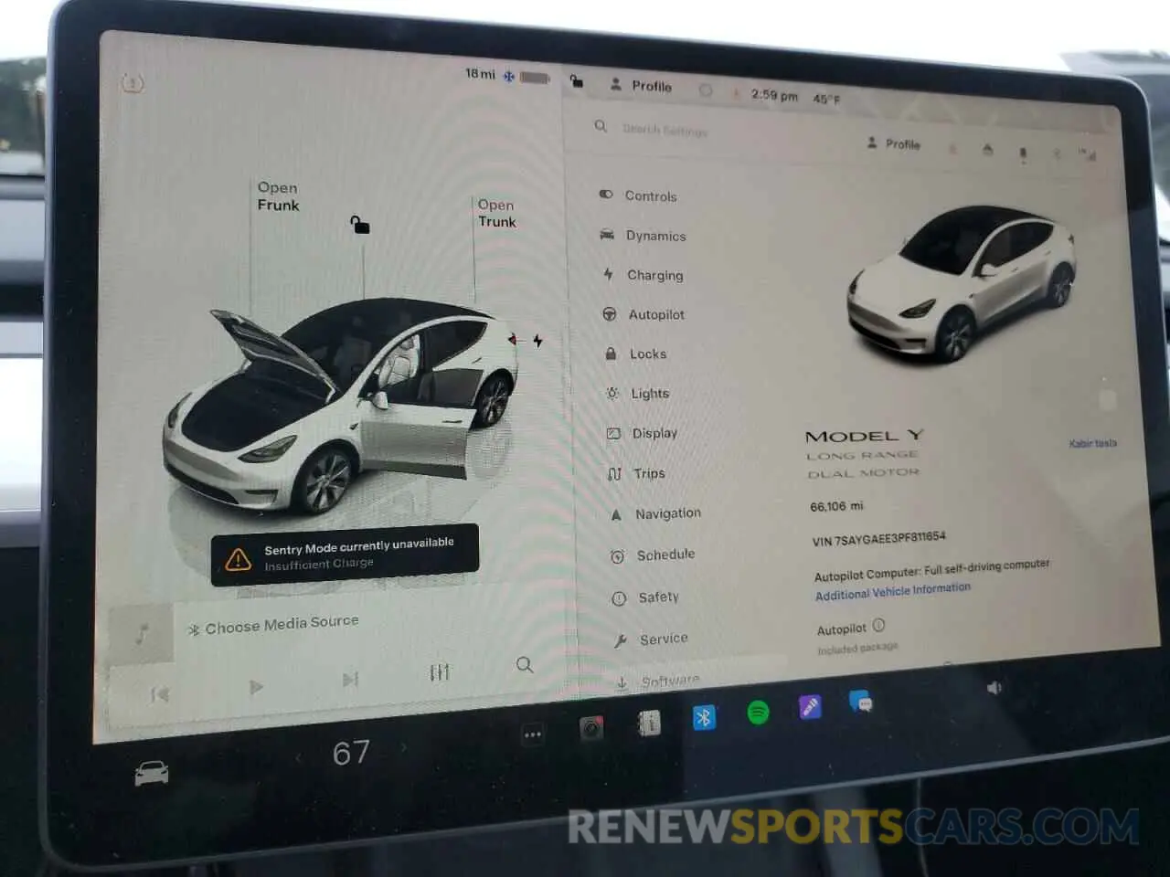 9 fotografías del automóvil dañado 7SAYGAEE3PF811654 TESLA MODEL Y 2023