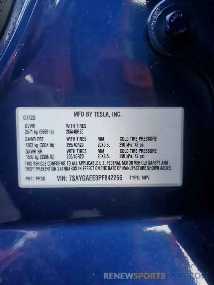 13 fotografías del automóvil dañado 7SAYGAEE3PF842256 TESLA MODEL Y 2023