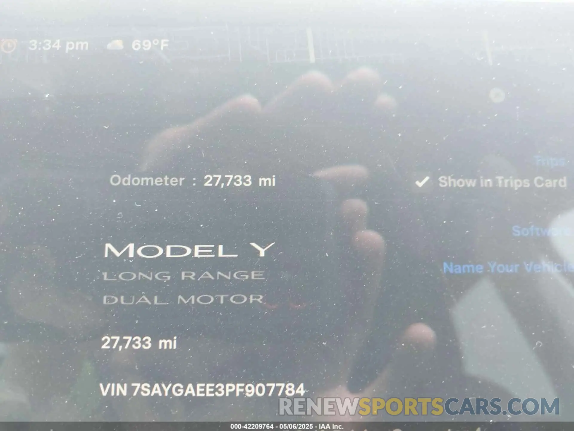 7 fotografías del automóvil dañado 7SAYGAEE3PF907784 TESLA MODEL Y 2023