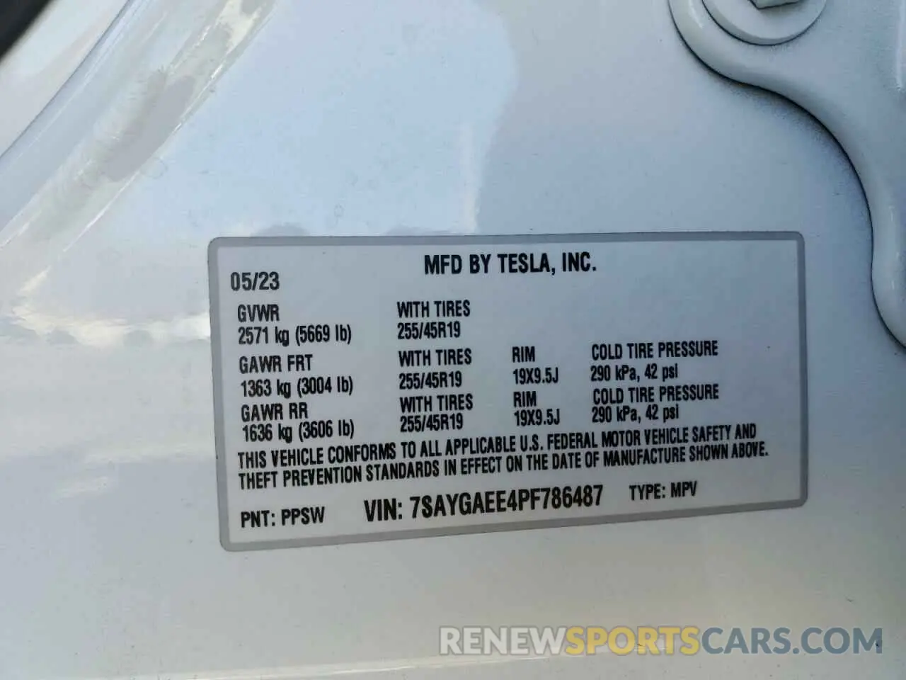 14 fotografías del automóvil dañado 7SAYGAEE4PF786487 TESLA MODEL Y 2023