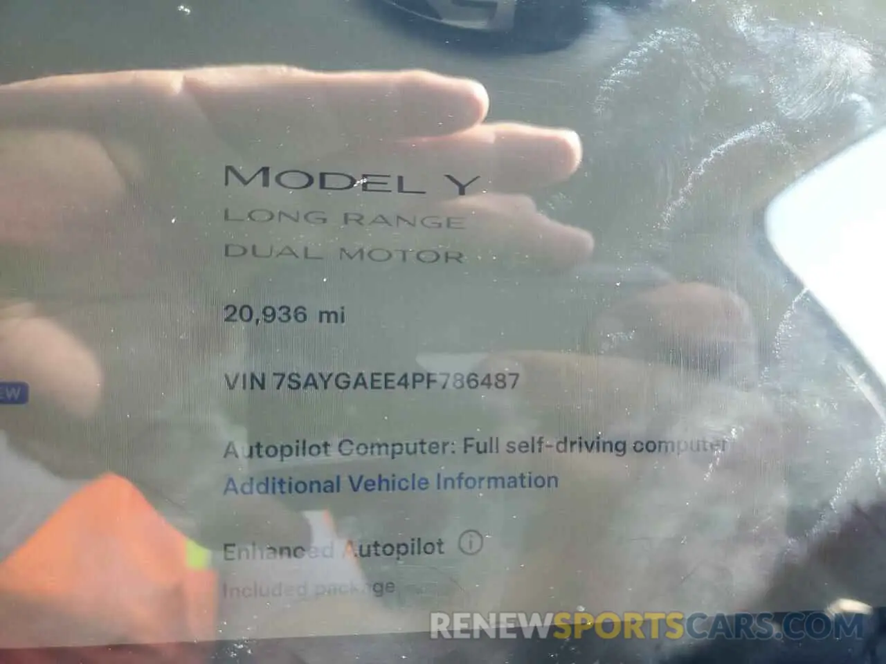 9 fotografías del automóvil dañado 7SAYGAEE4PF786487 TESLA MODEL Y 2023