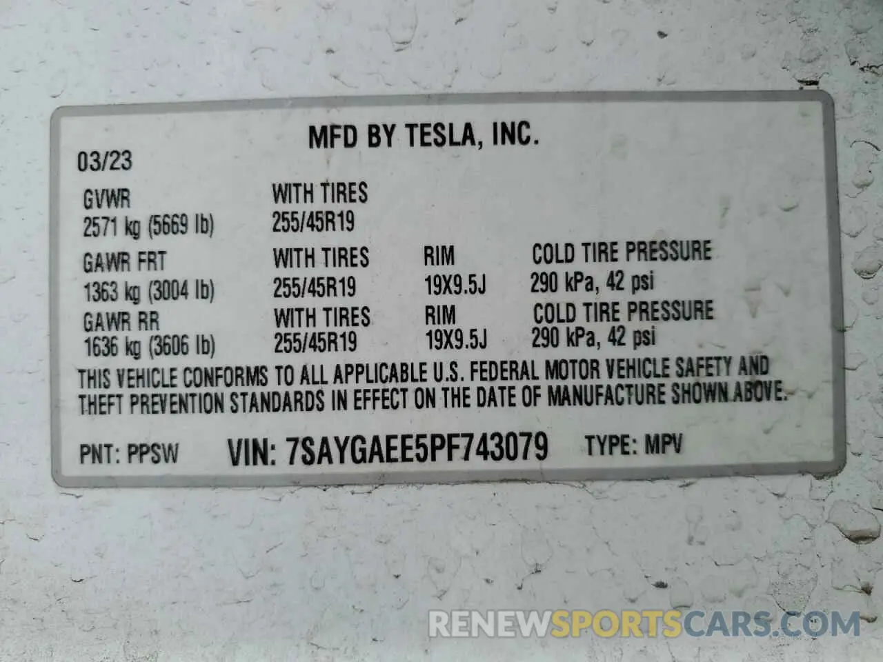 16 fotografías del automóvil dañado 7SAYGAEE5PF743079 TESLA MODEL Y 2023