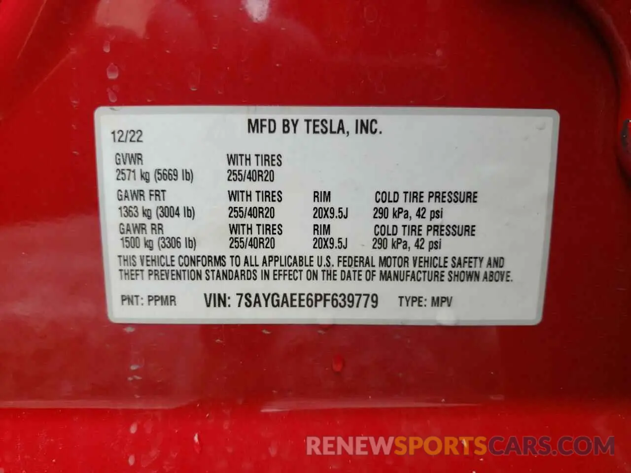 13 fotografías del automóvil dañado 7SAYGAEE6PF639779 TESLA MODEL Y 2023