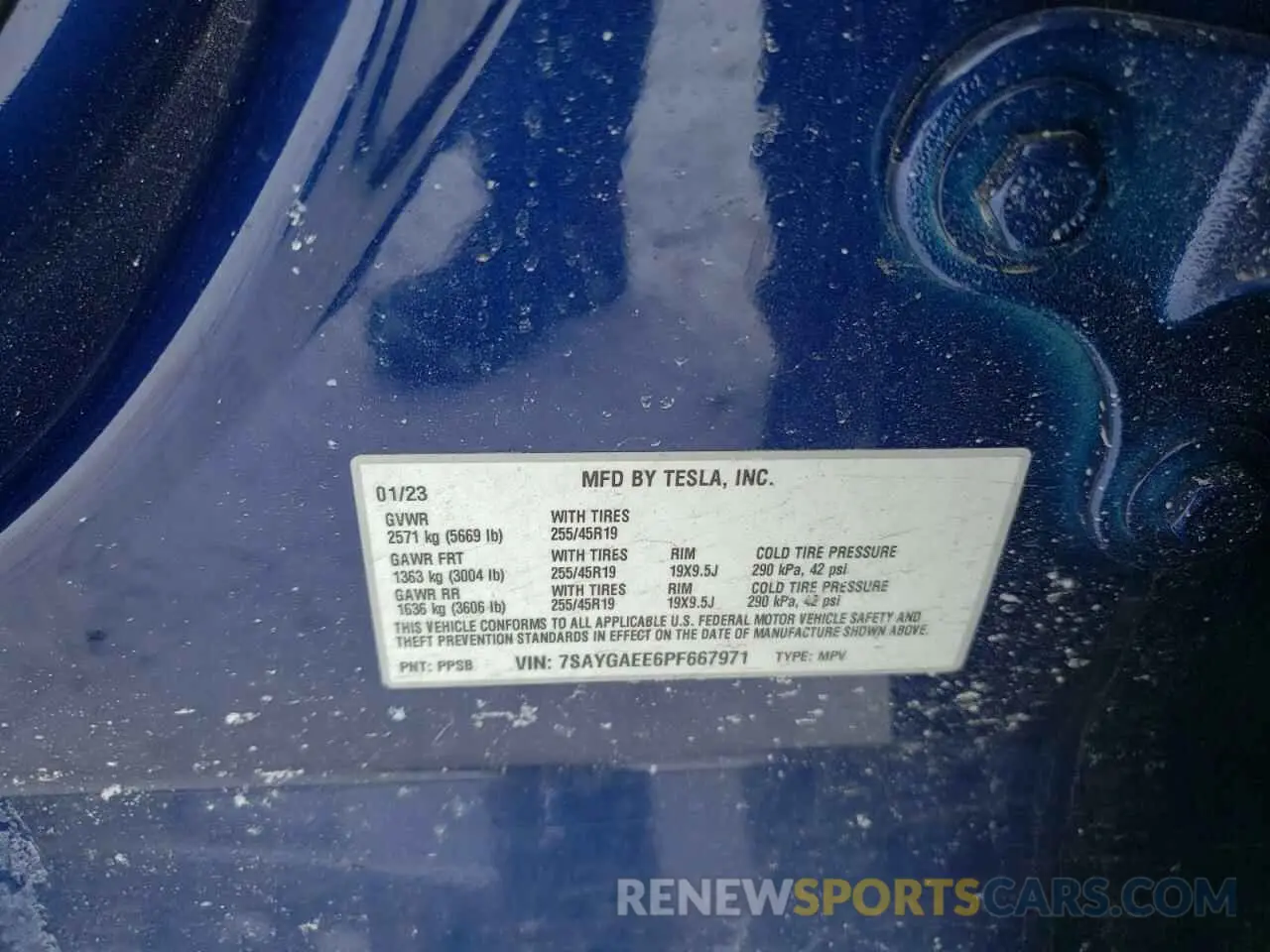 13 fotografías del automóvil dañado 7SAYGAEE6PF667971 TESLA MODEL Y 2023
