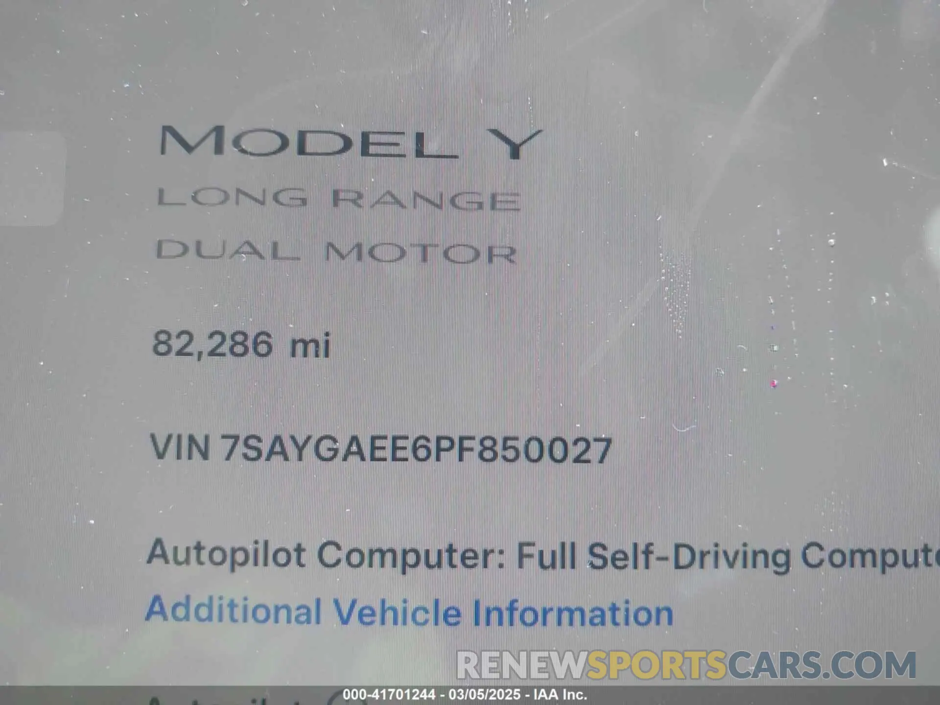 15 fotografías del automóvil dañado 7SAYGAEE6PF850027 TESLA MODEL Y 2023