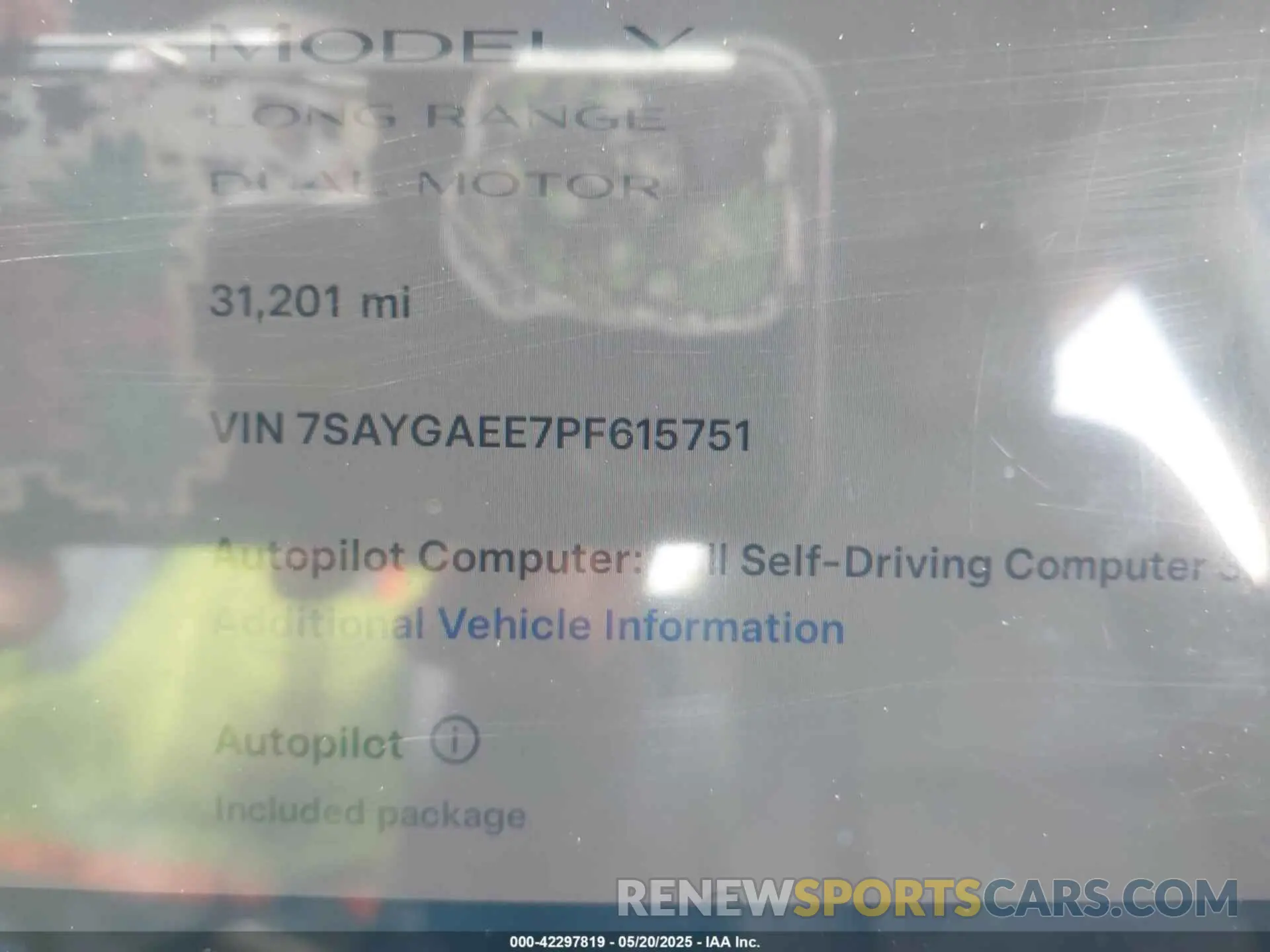 7 fotografías del automóvil dañado 7SAYGAEE7PF615751 TESLA MODEL Y 2023