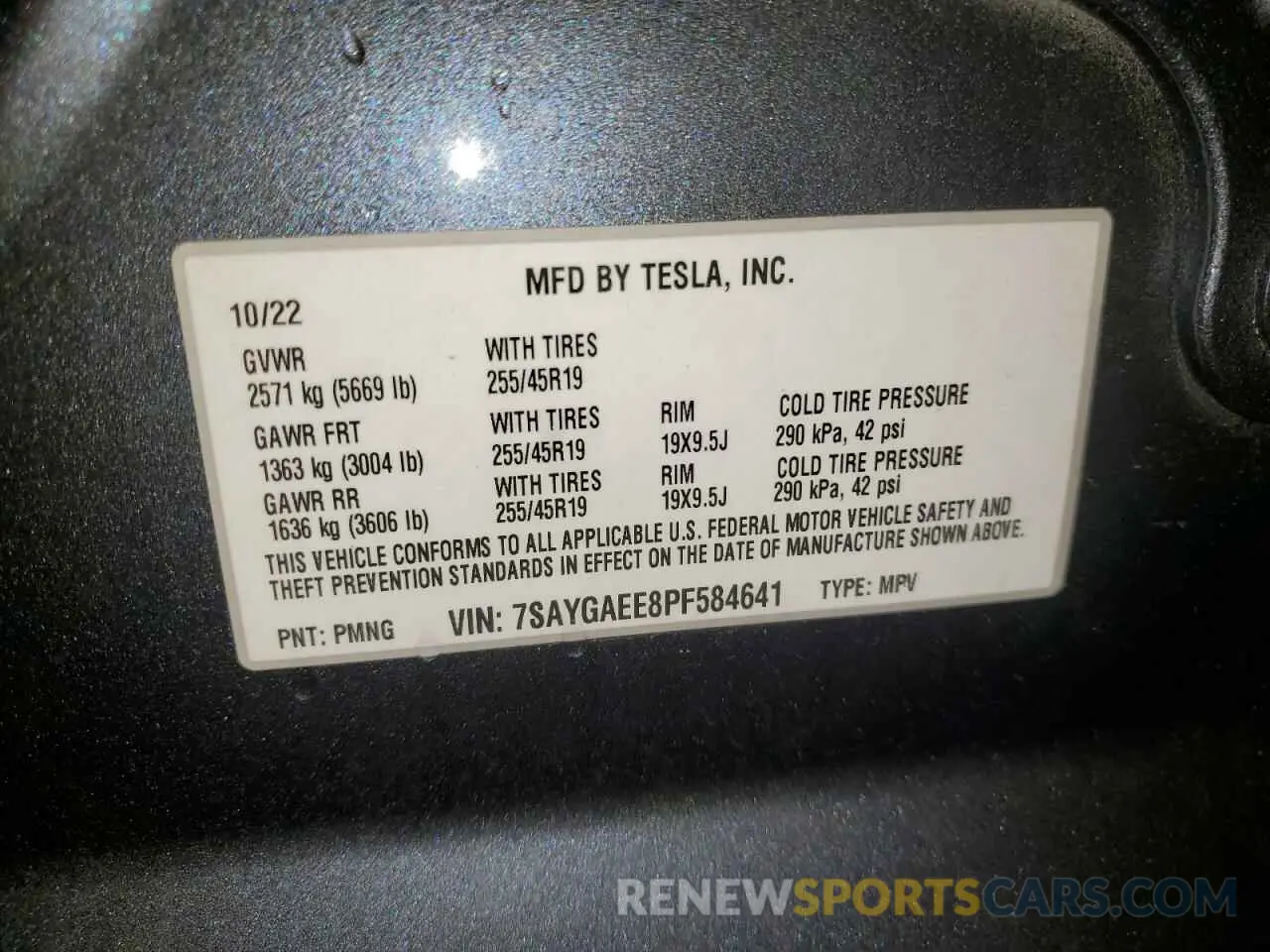 13 fotografías del automóvil dañado 7SAYGAEE8PF584641 TESLA MODEL Y 2023