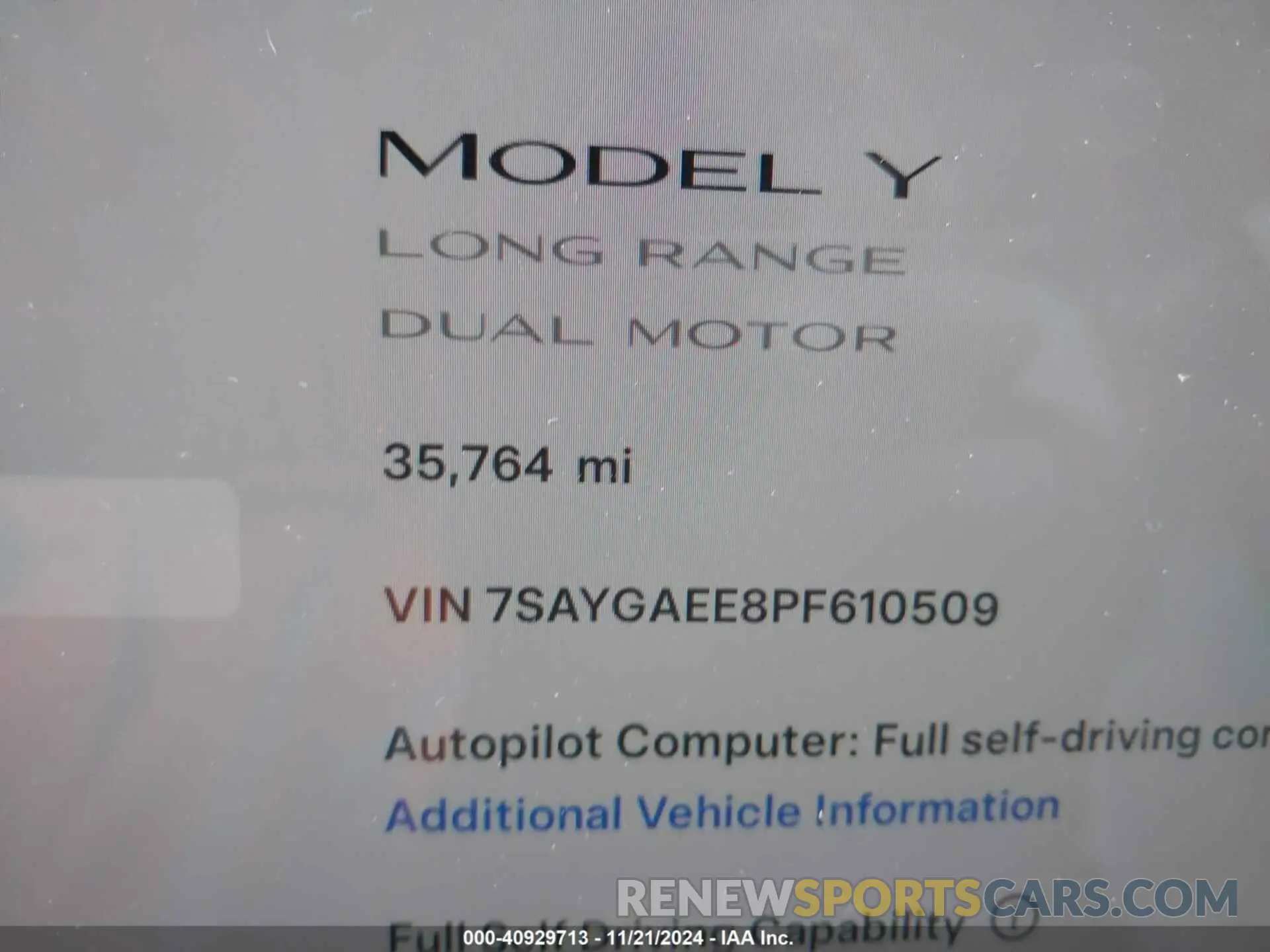 14 fotografías del automóvil dañado 7SAYGAEE8PF610509 TESLA MODEL Y 2023