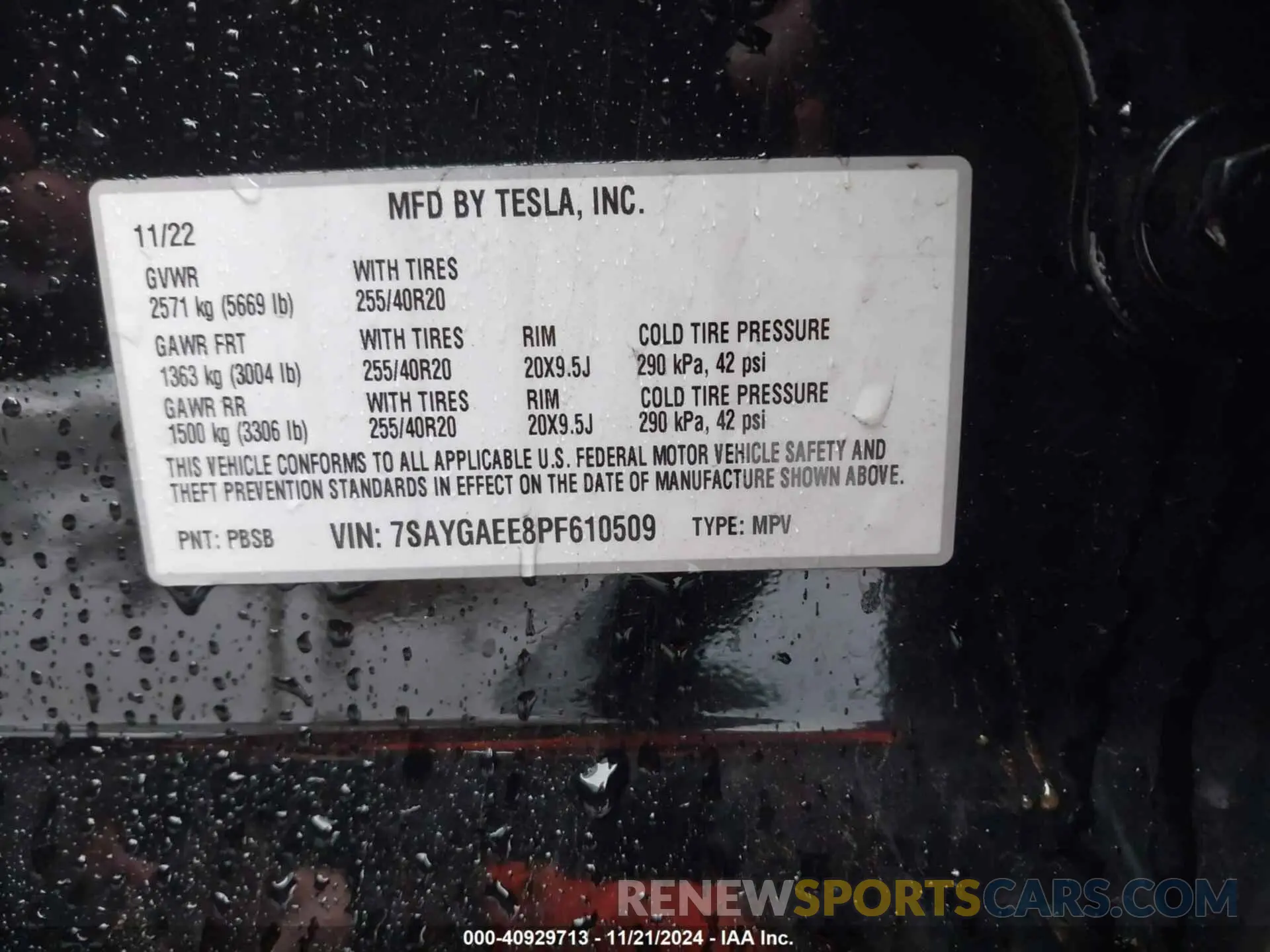 9 fotografías del automóvil dañado 7SAYGAEE8PF610509 TESLA MODEL Y 2023