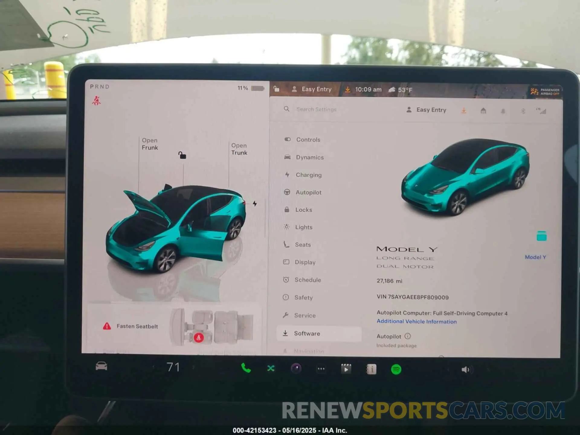 7 fotografías del automóvil dañado 7SAYGAEE8PF809009 TESLA MODEL Y 2023