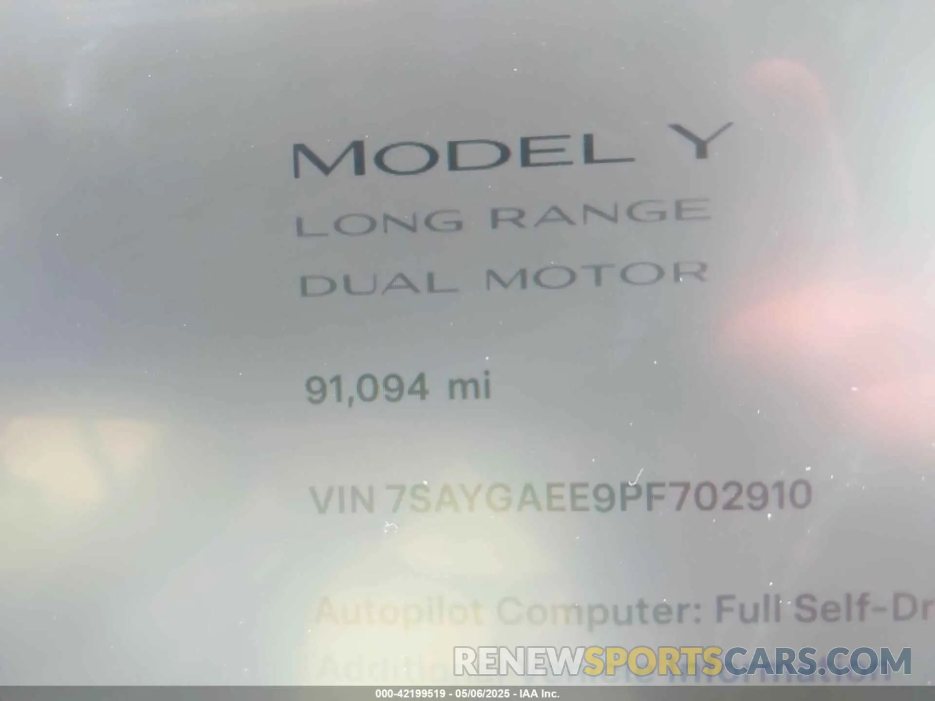 15 fotografías del automóvil dañado 7SAYGAEE9PF702910 TESLA MODEL Y 2023