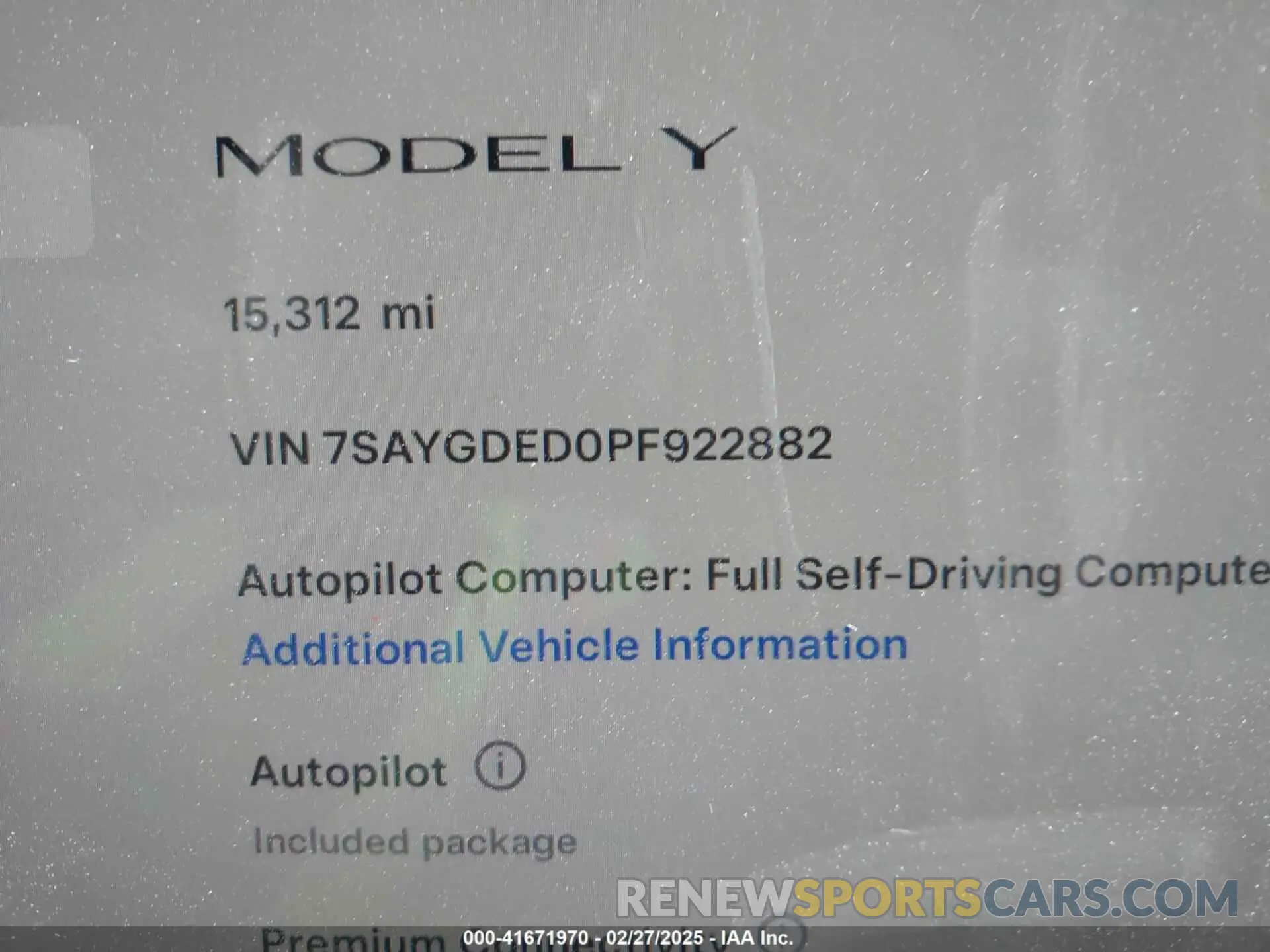 9 fotografías del automóvil dañado 7SAYGDED0PF922882 TESLA MODEL Y 2023