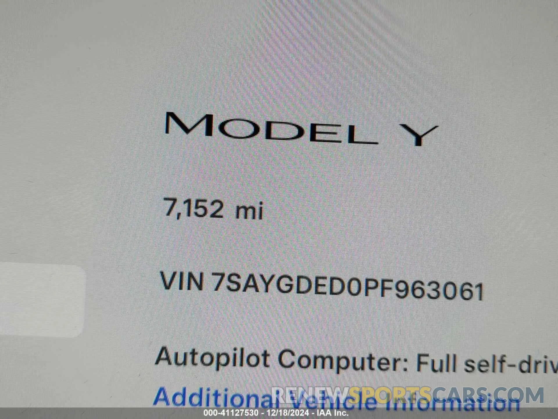 15 fotografías del automóvil dañado 7SAYGDED0PF963061 TESLA MODEL Y 2023