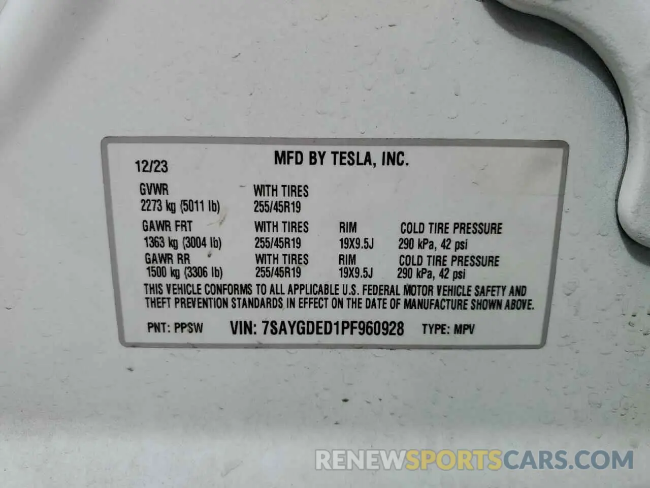 13 fotografías del automóvil dañado 7SAYGDED1PF960928 TESLA MODEL Y 2023