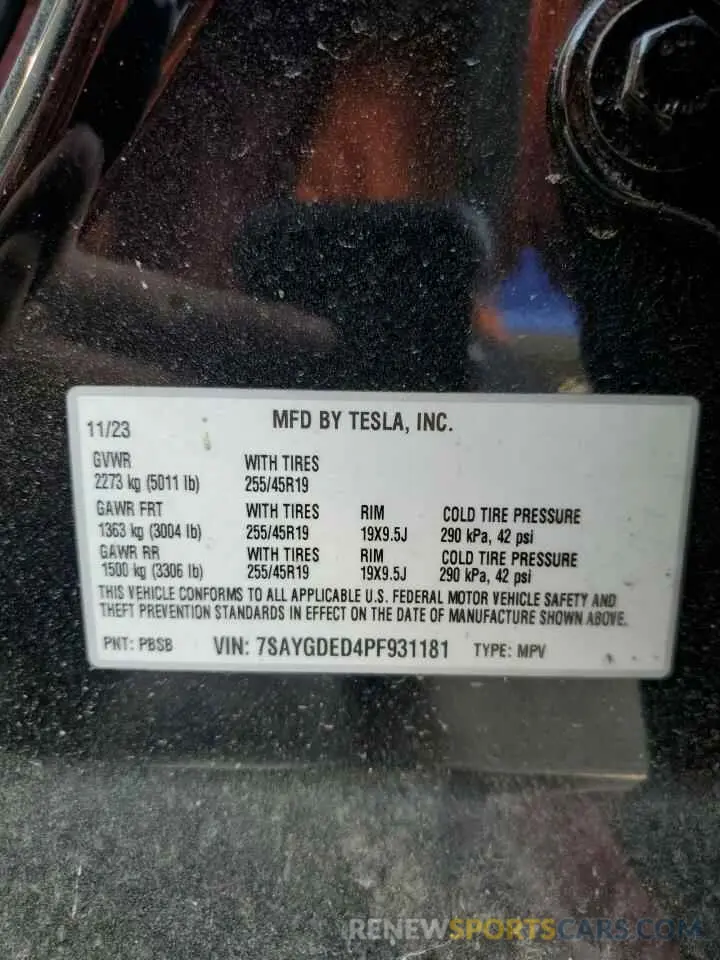 13 fotografías del automóvil dañado 7SAYGDED4PF931181 TESLA MODEL Y 2023