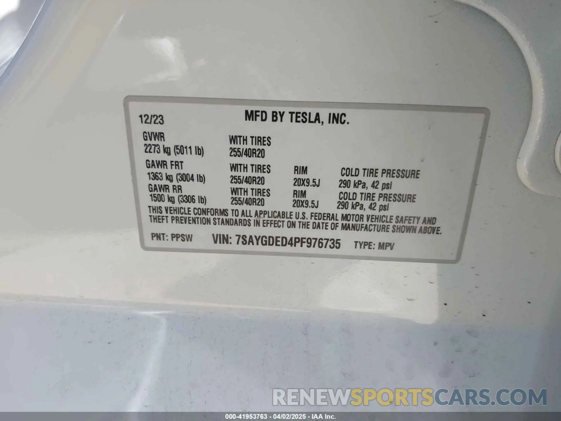 9 fotografías del automóvil dañado 7SAYGDED4PF976735 TESLA MODEL Y 2023