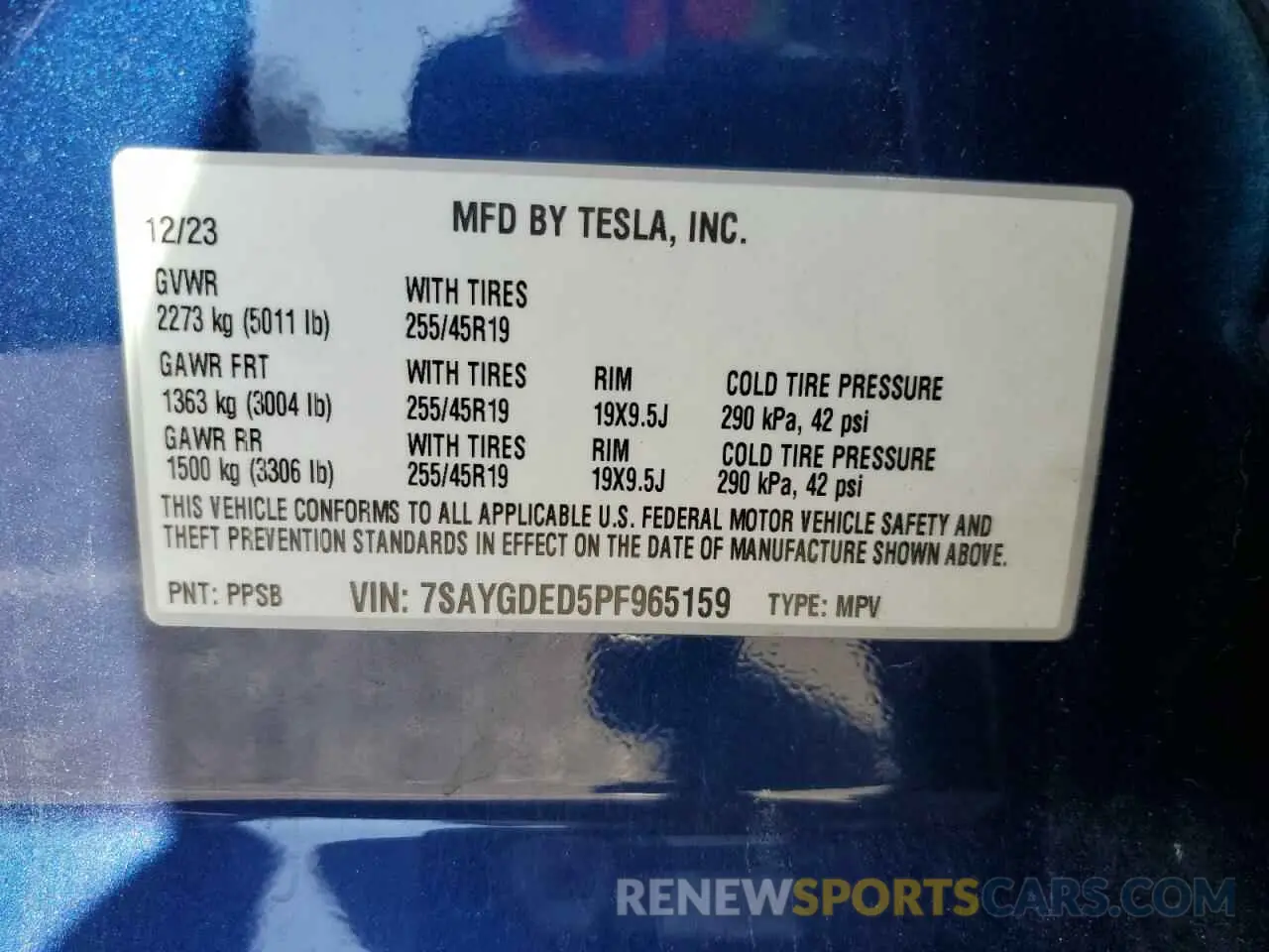 16 fotografías del automóvil dañado 7SAYGDED5PF965159 TESLA MODEL Y 2023