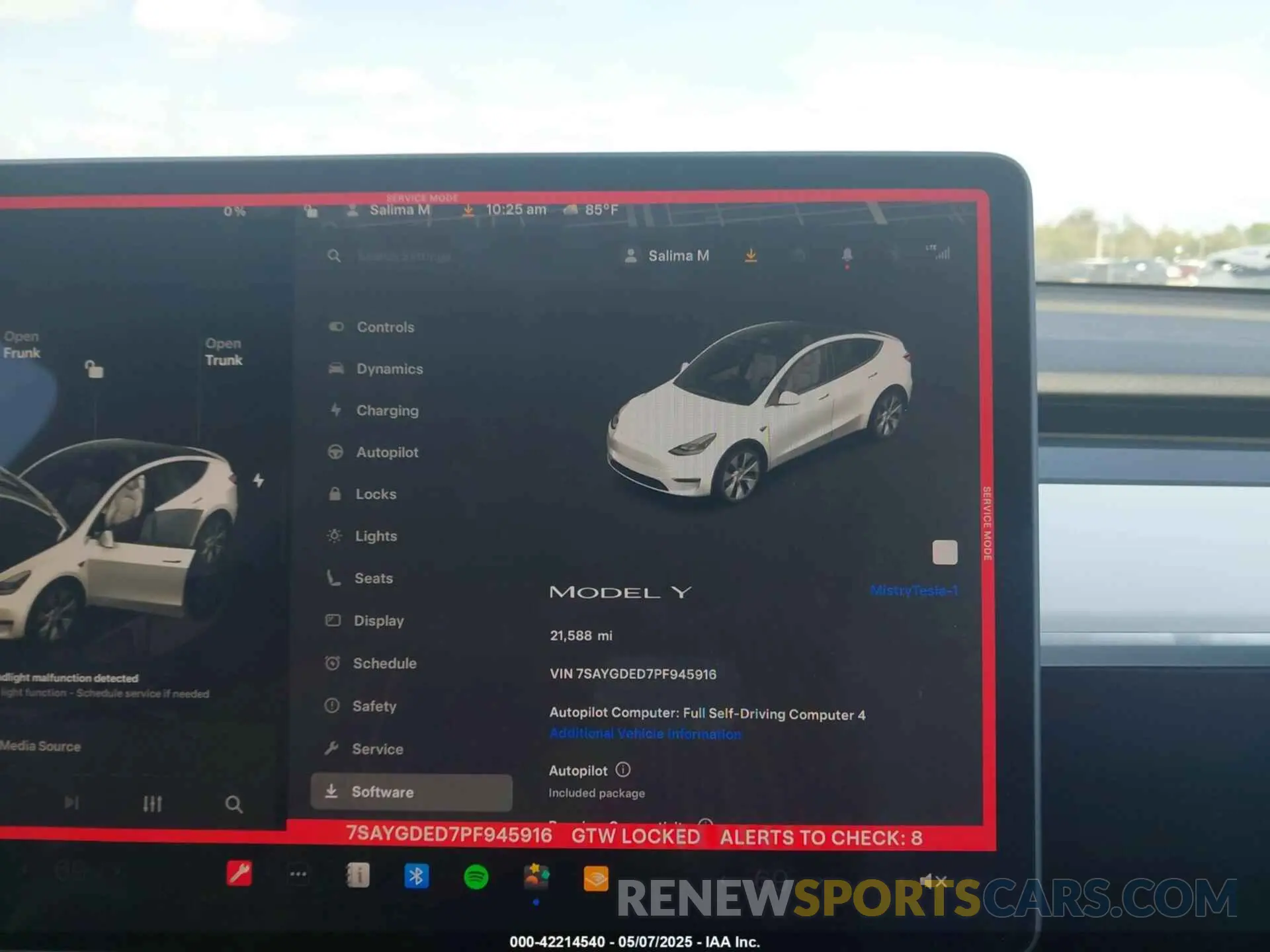 7 fotografías del automóvil dañado 7SAYGDED7PF945916 TESLA MODEL Y 2023