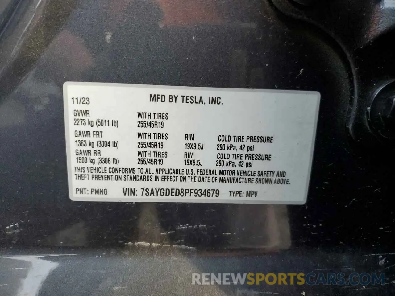 13 fotografías del automóvil dañado 7SAYGDED8PF934679 TESLA MODEL Y 2023