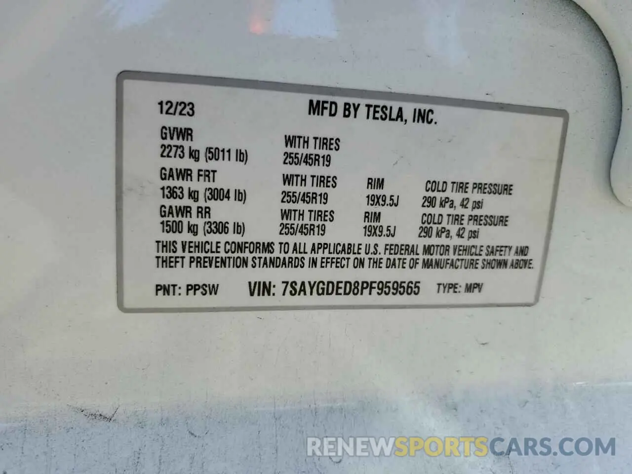 13 fotografías del automóvil dañado 7SAYGDED8PF959565 TESLA MODEL Y 2023