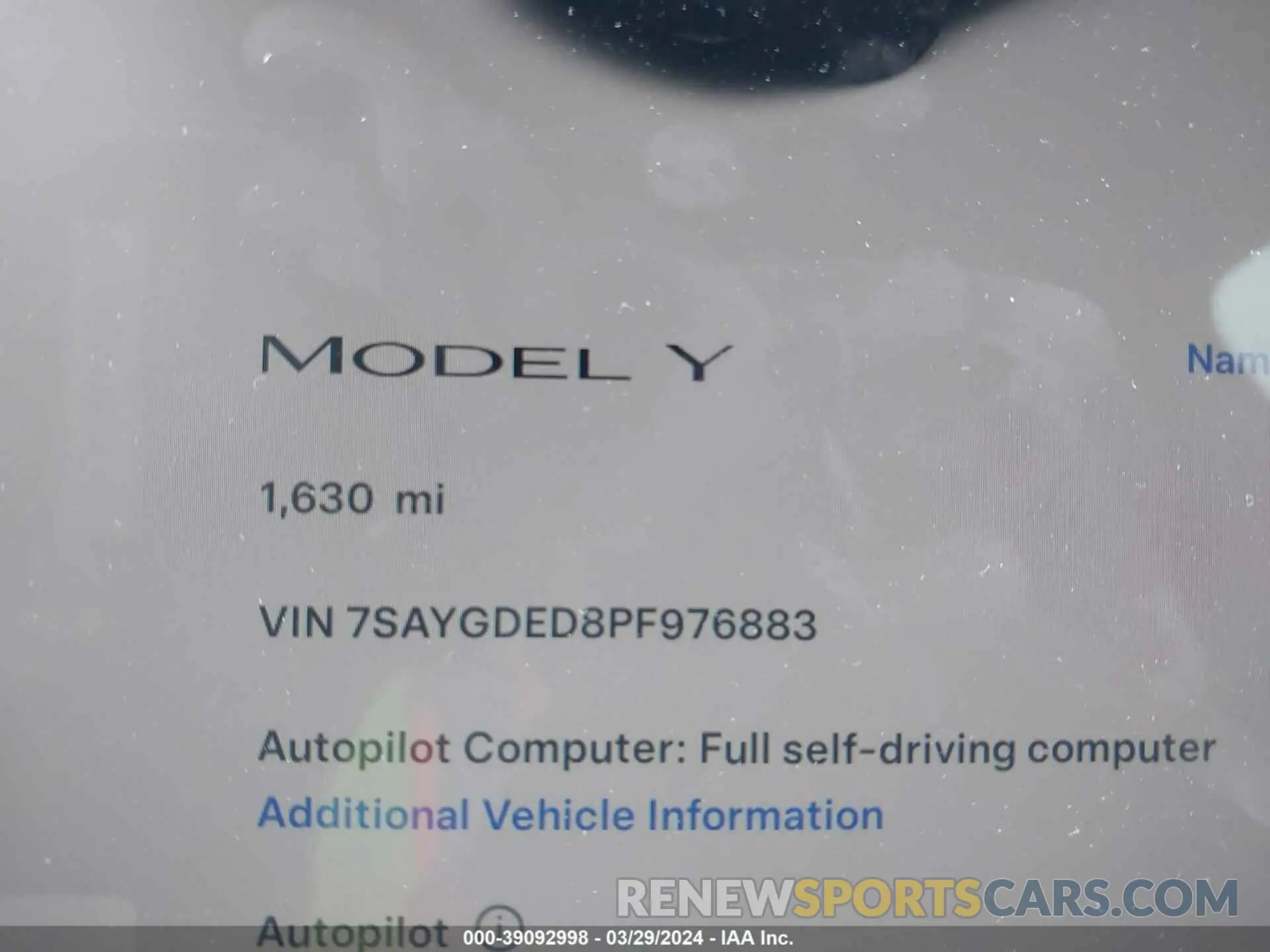 14 fotografías del automóvil dañado 7SAYGDED8PF976883 TESLA MODEL Y 2023
