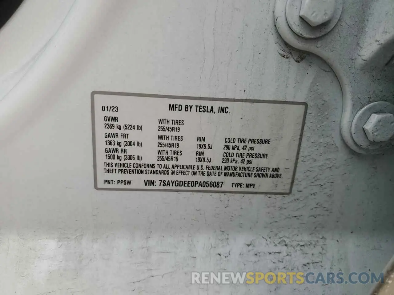 14 fotografías del automóvil dañado 7SAYGDEE0PA056087 TESLA MODEL Y 2023