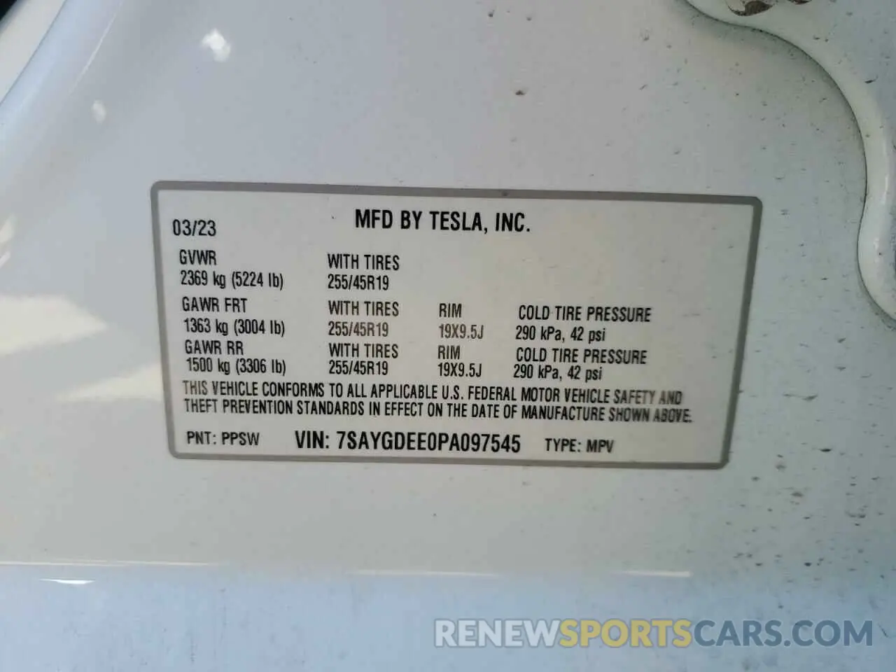13 fotografías del automóvil dañado 7SAYGDEE0PA097545 TESLA MODEL Y 2023