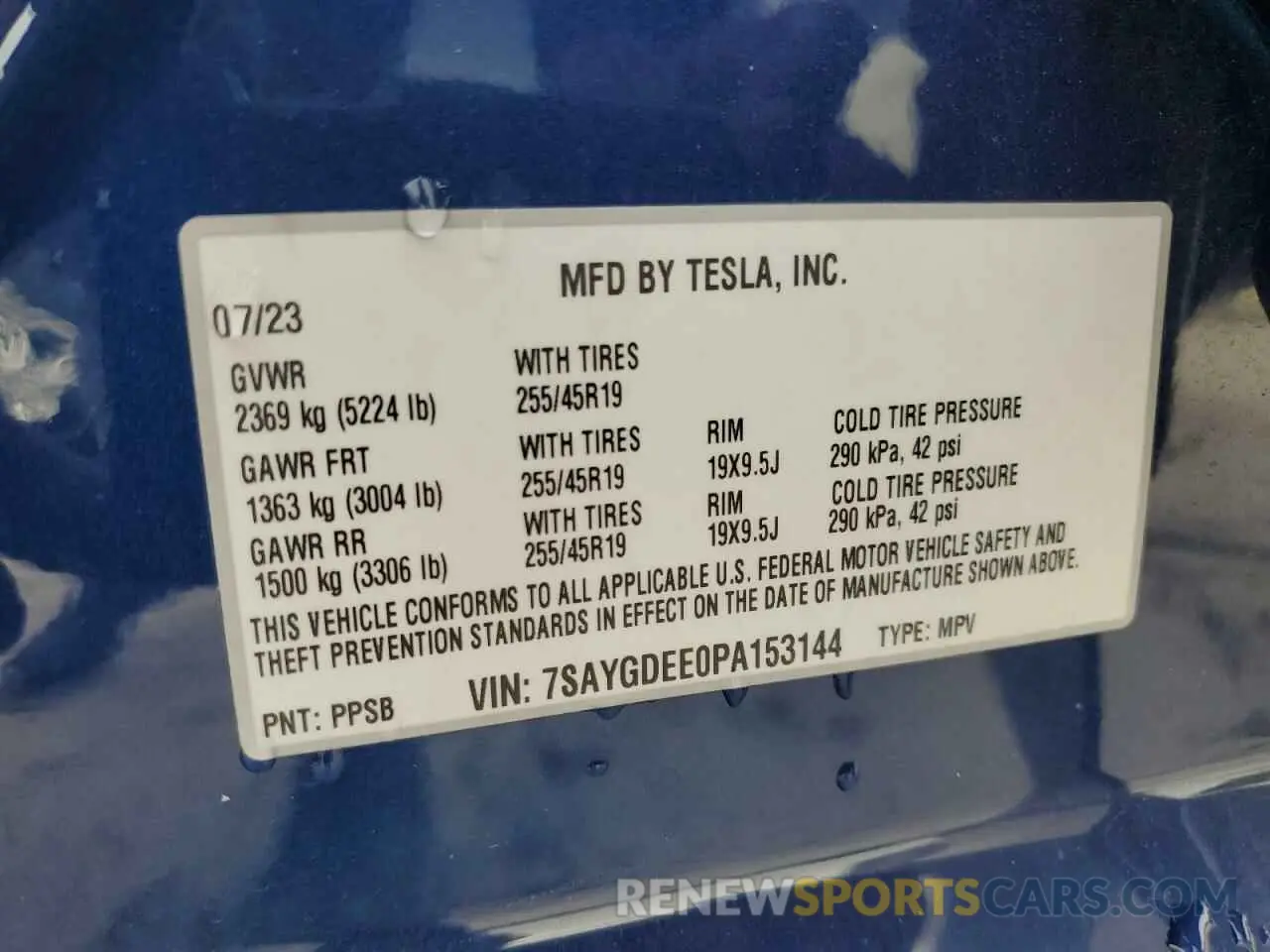 12 fotografías del automóvil dañado 7SAYGDEE0PA153144 TESLA MODEL Y 2023