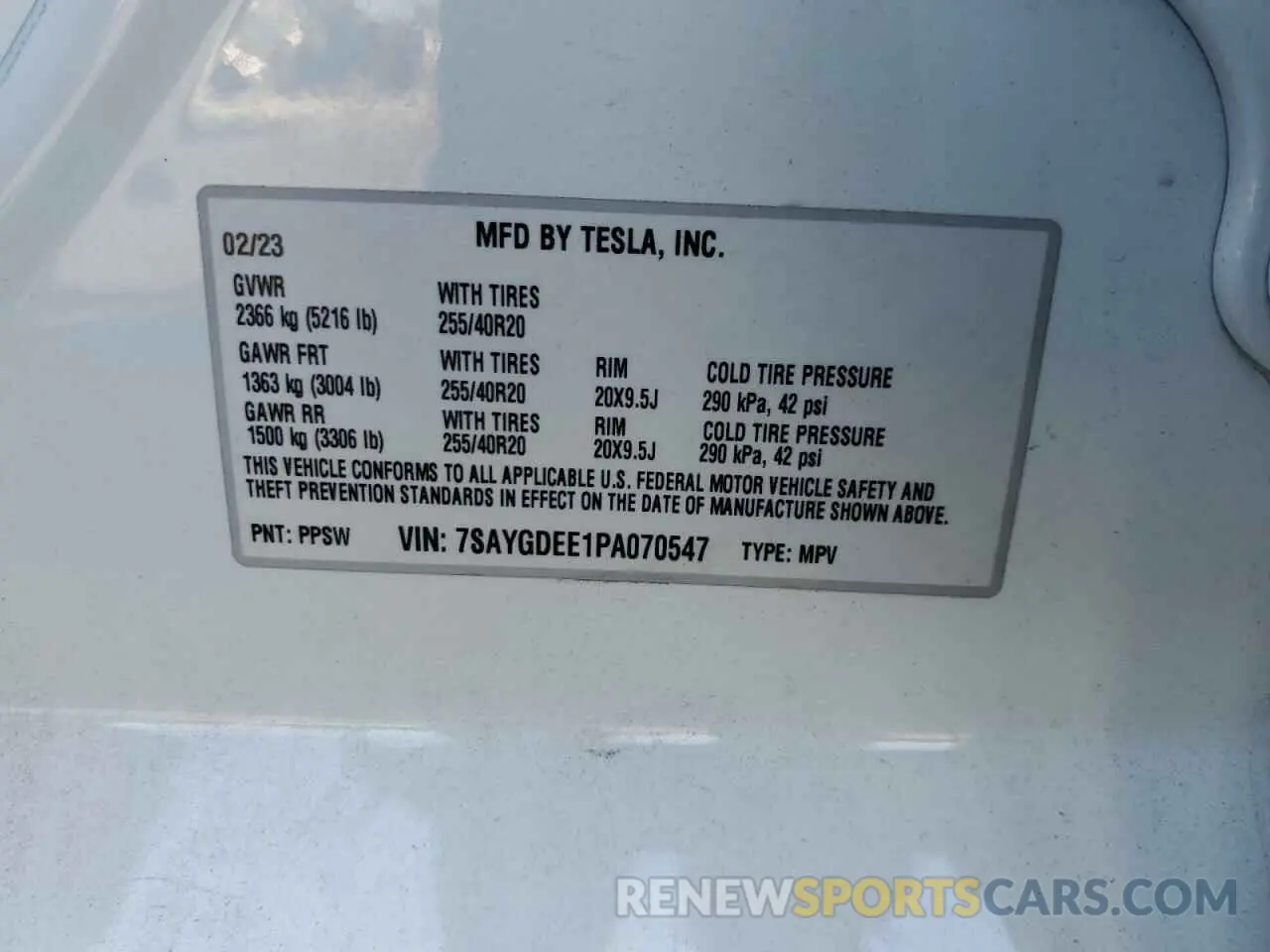 12 fotografías del automóvil dañado 7SAYGDEE1PA070547 TESLA MODEL Y 2023