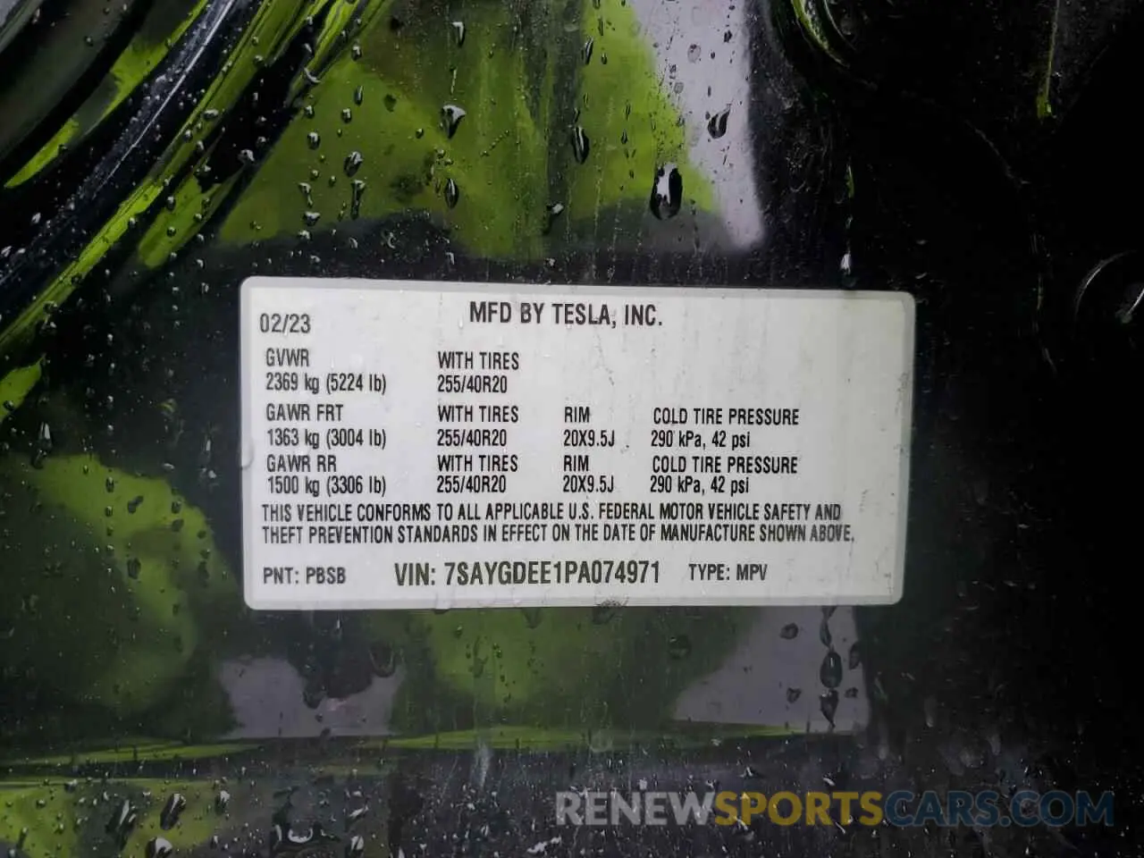 14 fotografías del automóvil dañado 7SAYGDEE1PA074971 TESLA MODEL Y 2023