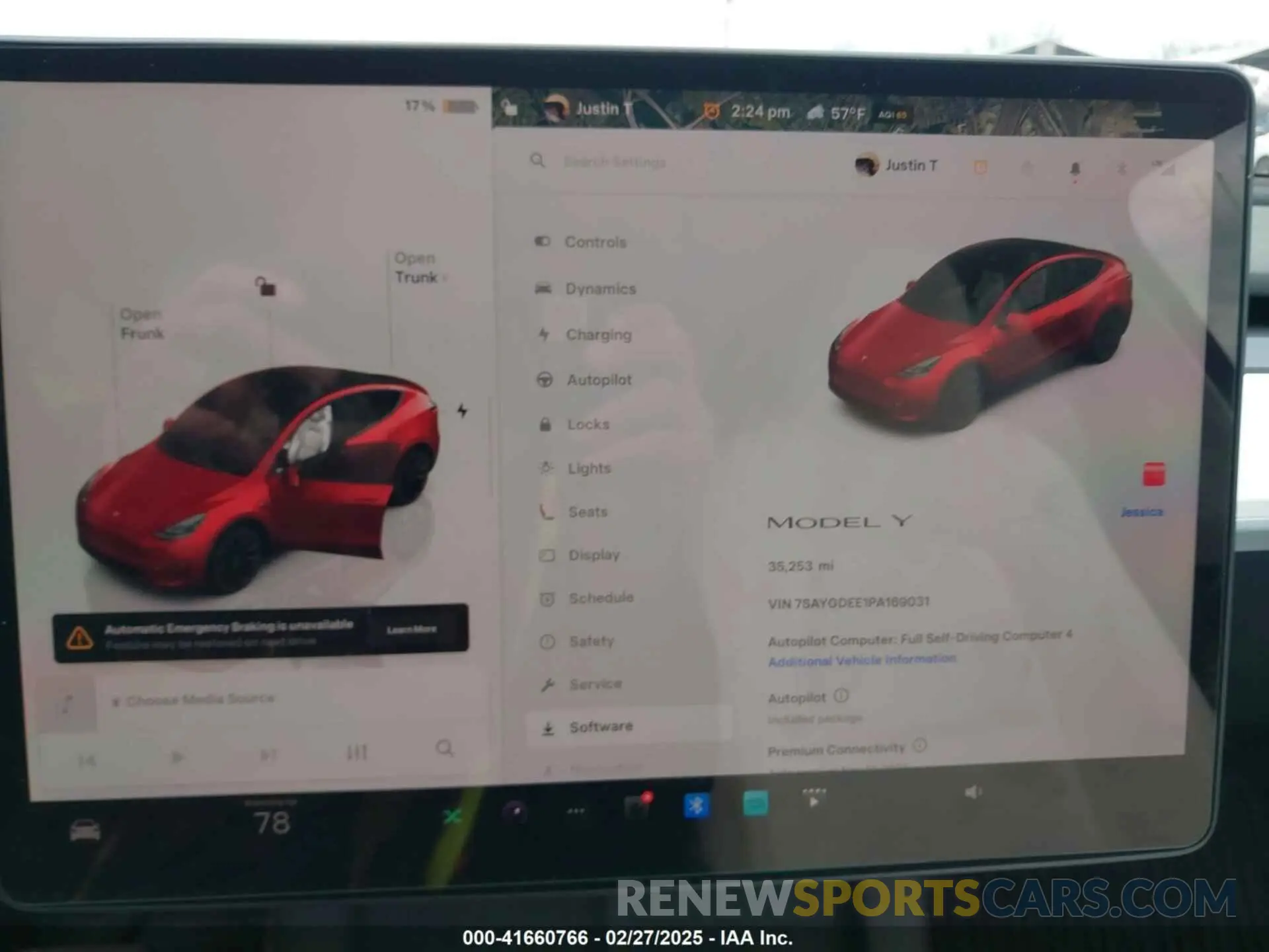 7 fotografías del automóvil dañado 7SAYGDEE1PA169031 TESLA MODEL Y 2023