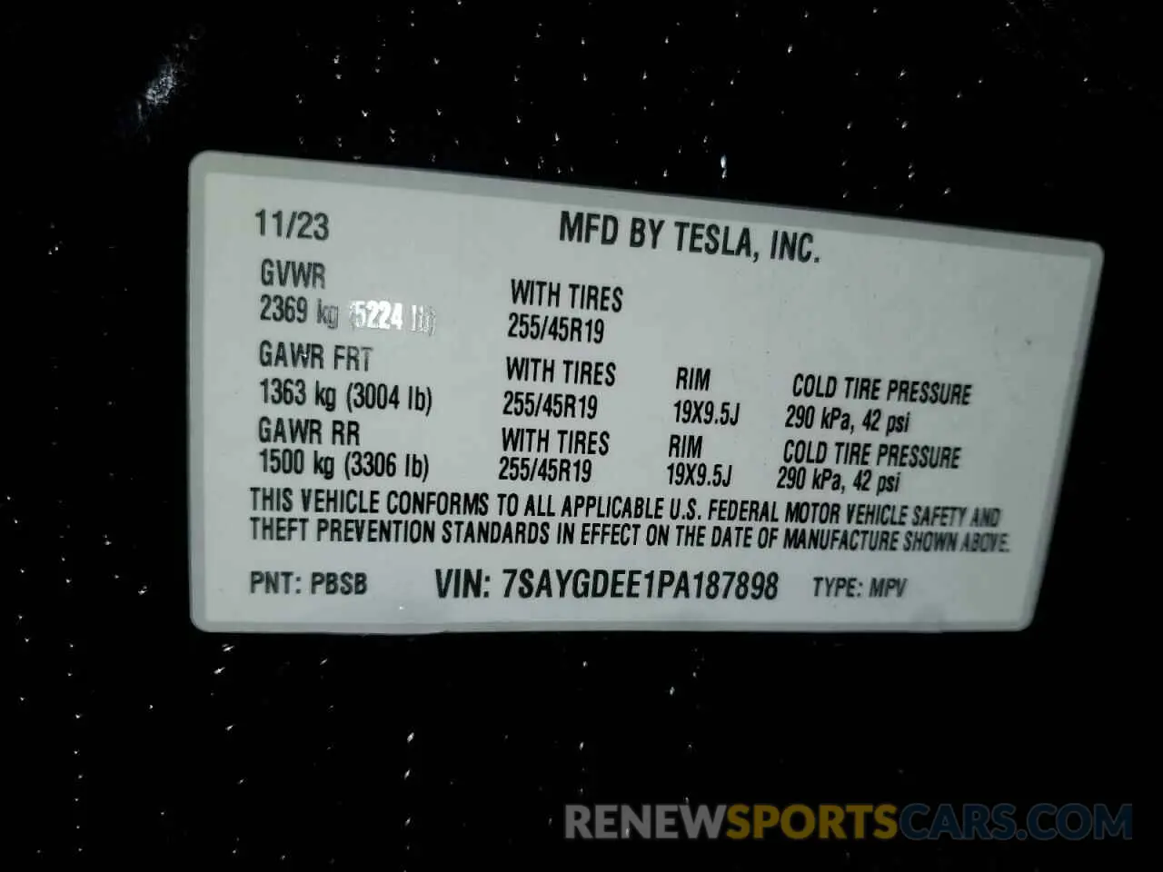 13 fotografías del automóvil dañado 7SAYGDEE1PA187898 TESLA MODEL Y 2023