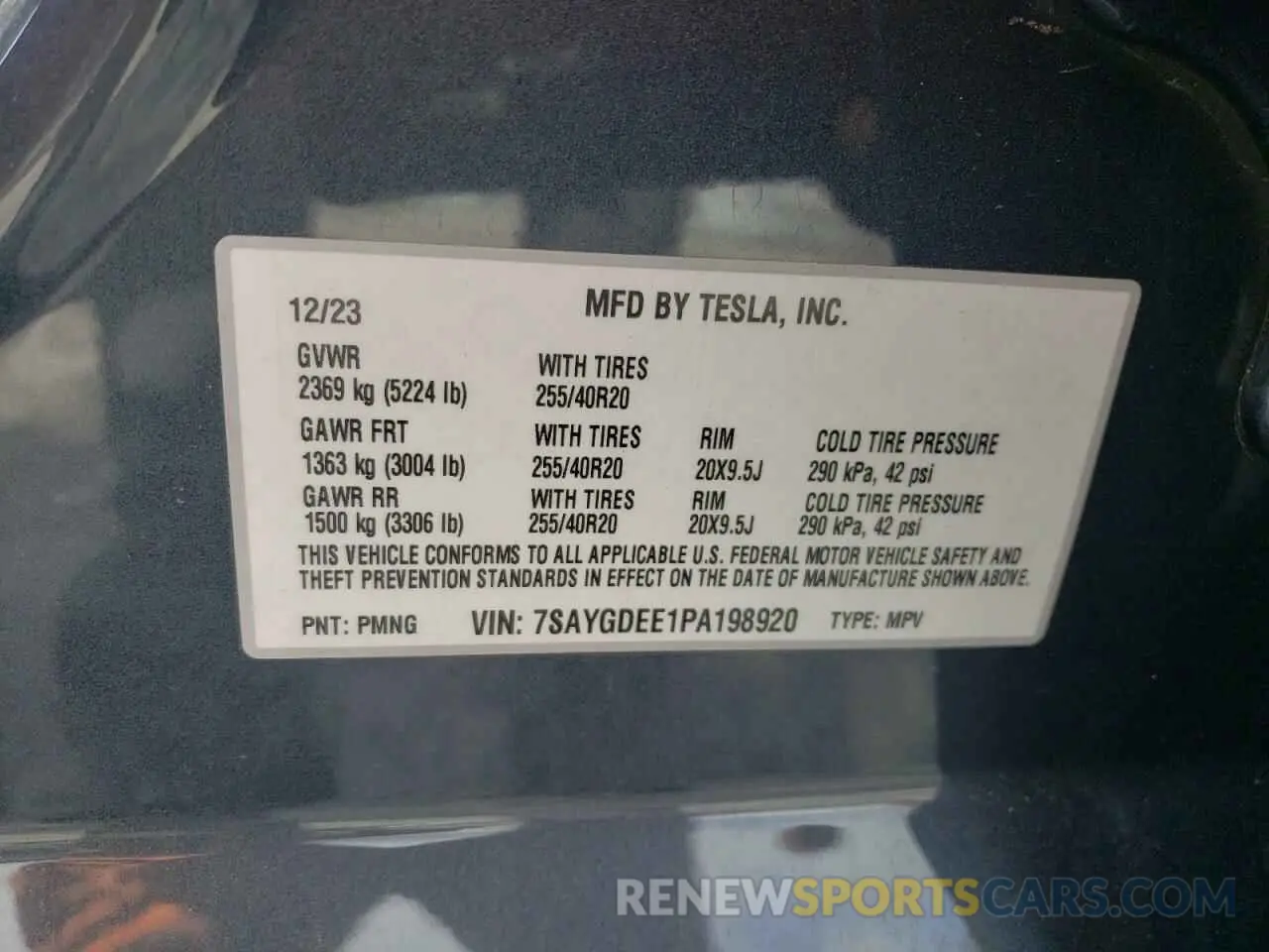 15 fotografías del automóvil dañado 7SAYGDEE1PA198920 TESLA MODEL Y 2023