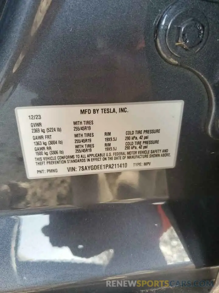 14 fotografías del automóvil dañado 7SAYGDEE1PA211410 TESLA MODEL Y 2023