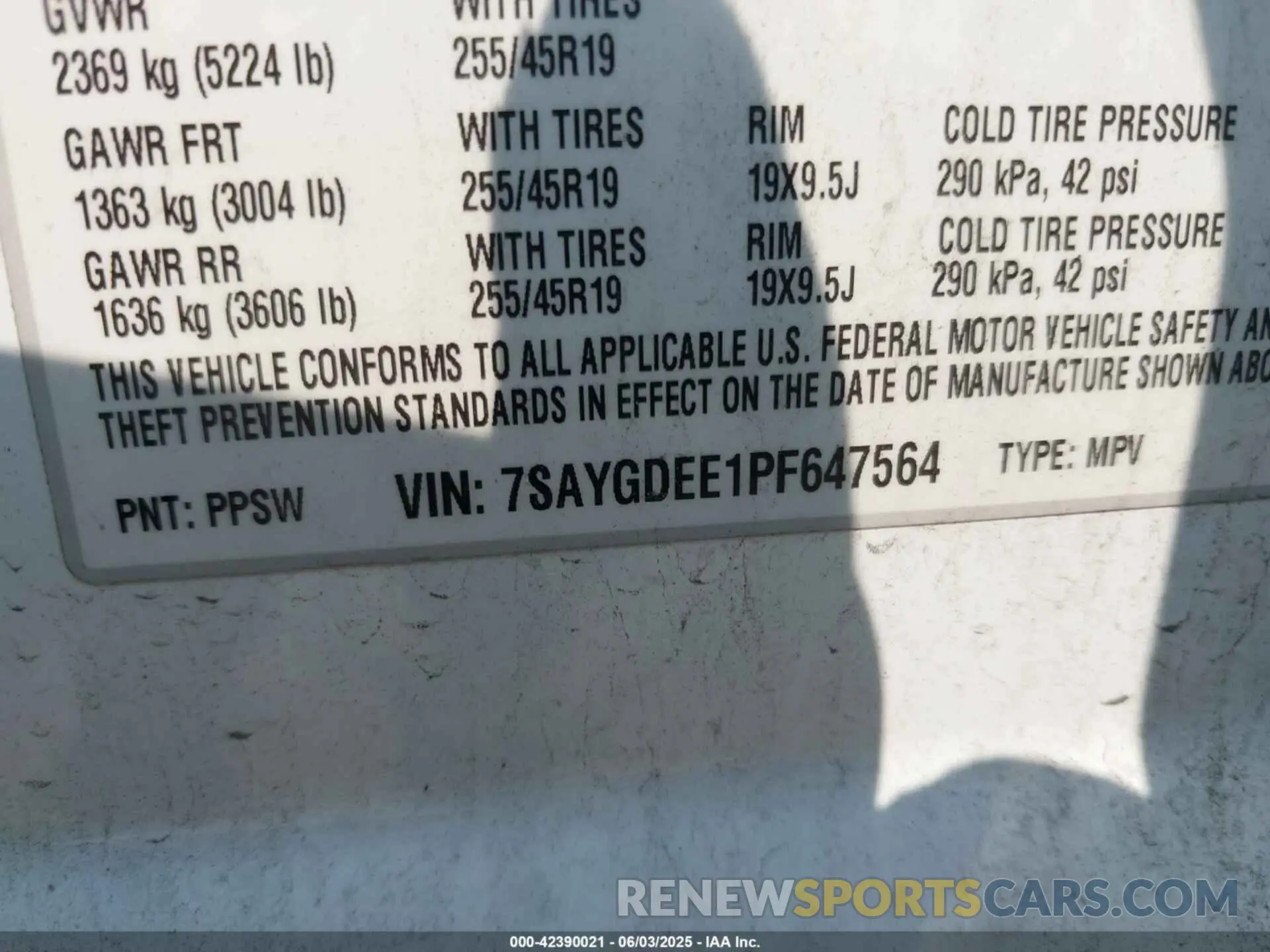9 fotografías del automóvil dañado 7SAYGDEE1PF647564 TESLA MODEL Y 2023