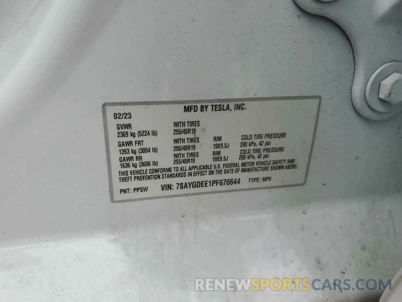 13 fotografías del automóvil dañado 7SAYGDEE1PF676644 TESLA MODEL Y 2023