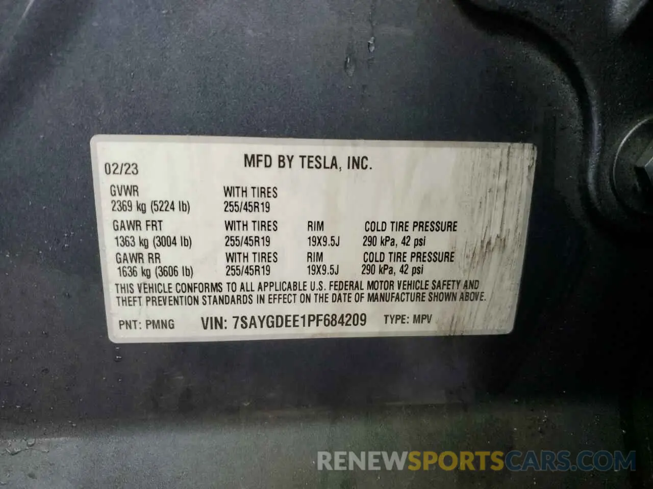 13 fotografías del automóvil dañado 7SAYGDEE1PF684209 TESLA MODEL Y 2023
