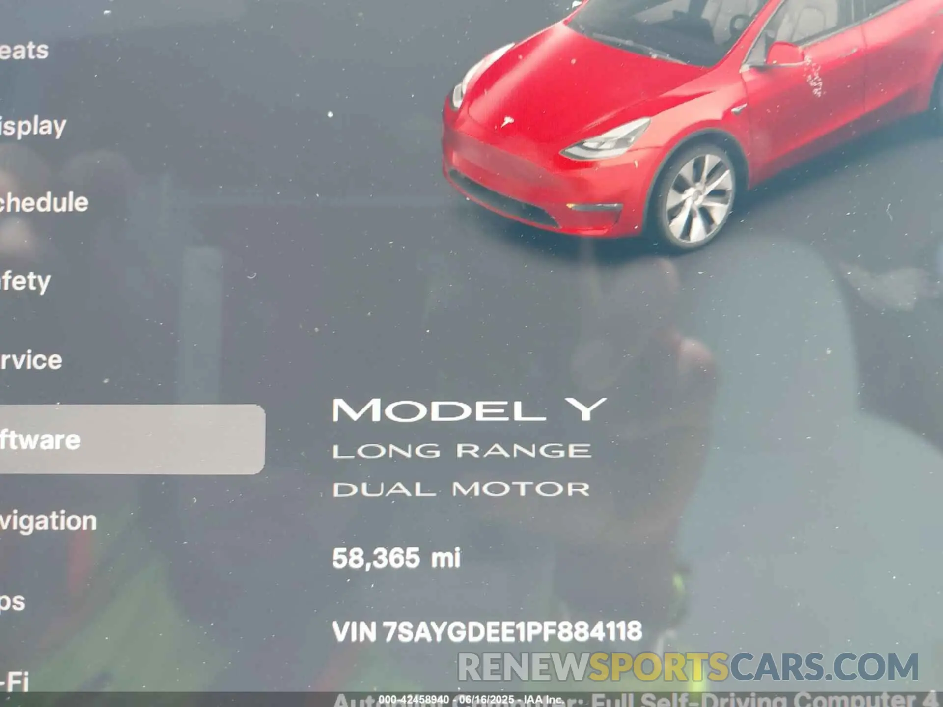 7 fotografías del automóvil dañado 7SAYGDEE1PF884118 TESLA MODEL Y 2023