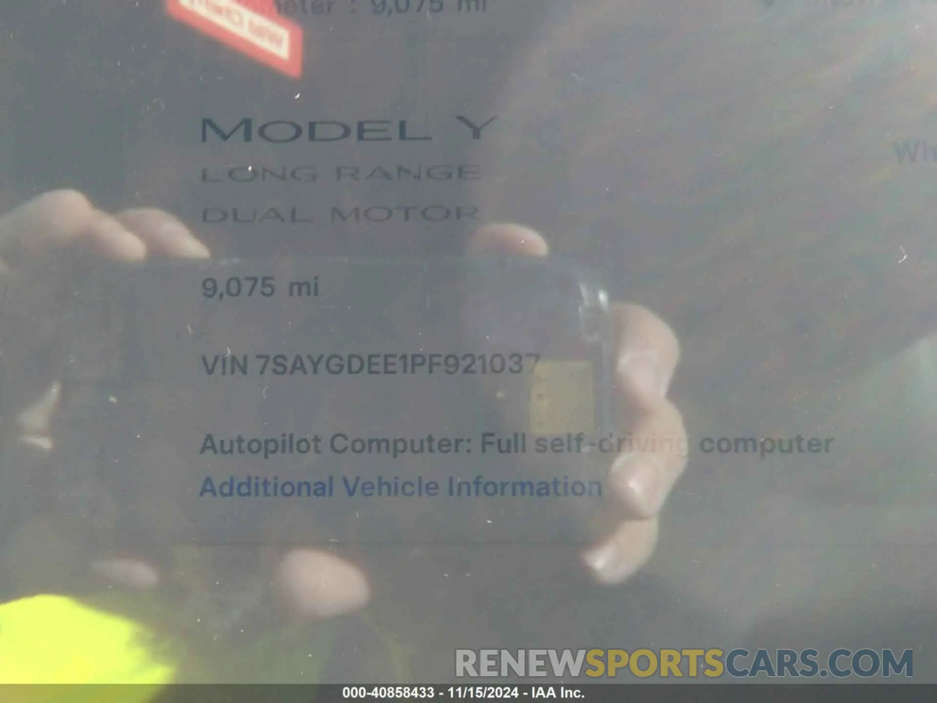 14 fotografías del automóvil dañado 7SAYGDEE1PF921037 TESLA MODEL Y 2023