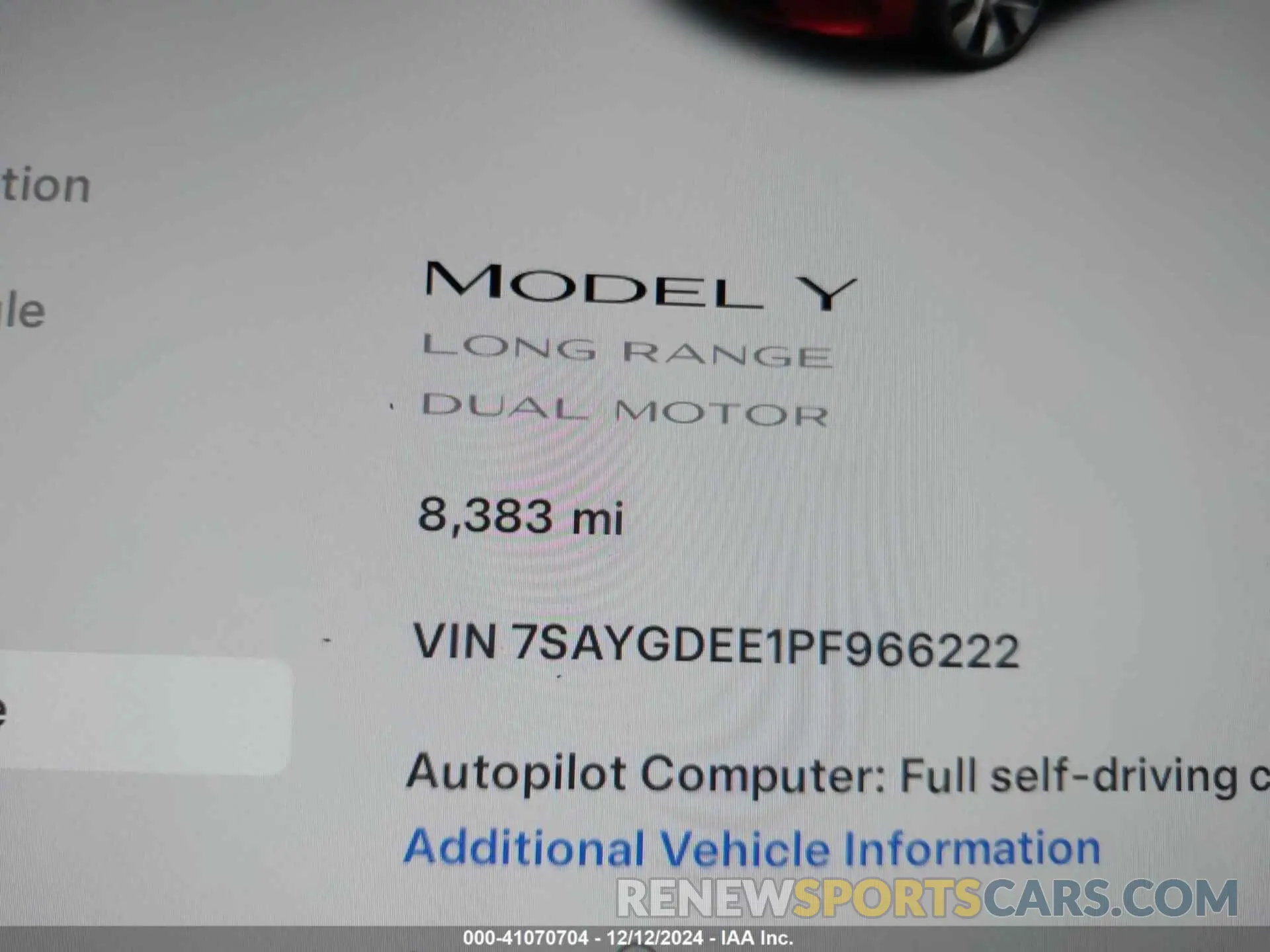 16 fotografías del automóvil dañado 7SAYGDEE1PF966222 TESLA MODEL Y 2023