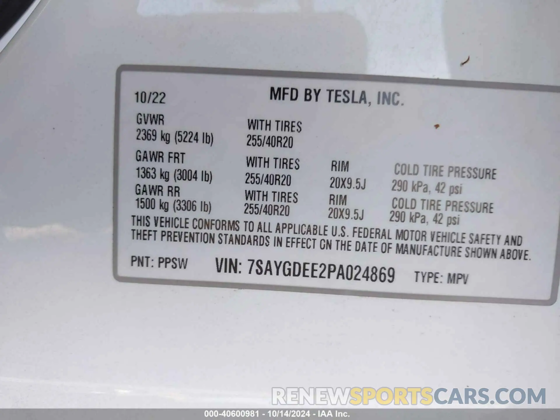 9 fotografías del automóvil dañado 7SAYGDEE2PA024869 TESLA MODEL Y 2023