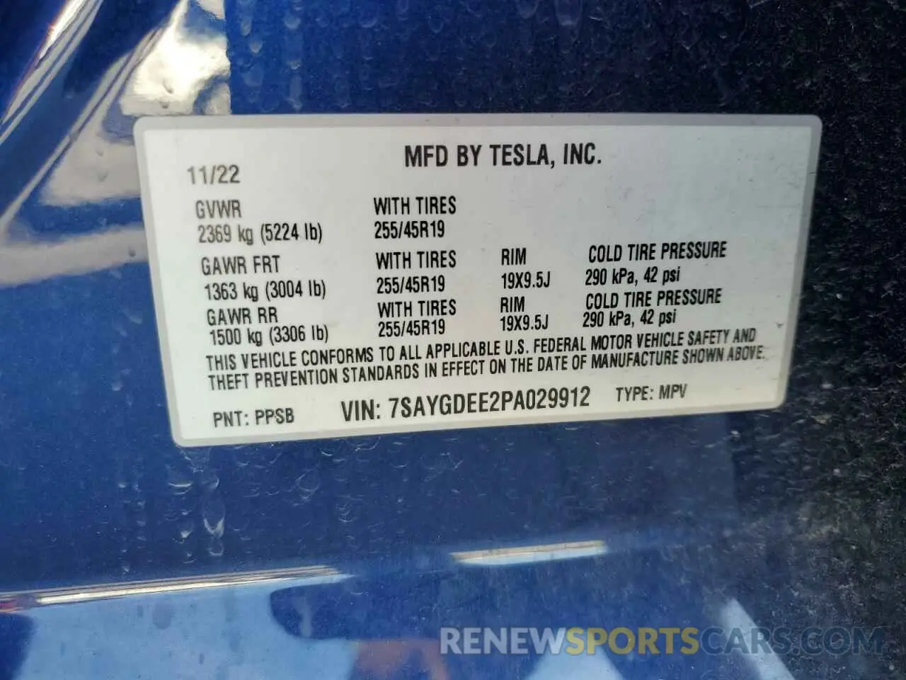 13 fotografías del automóvil dañado 7SAYGDEE2PA029912 TESLA MODEL Y 2023