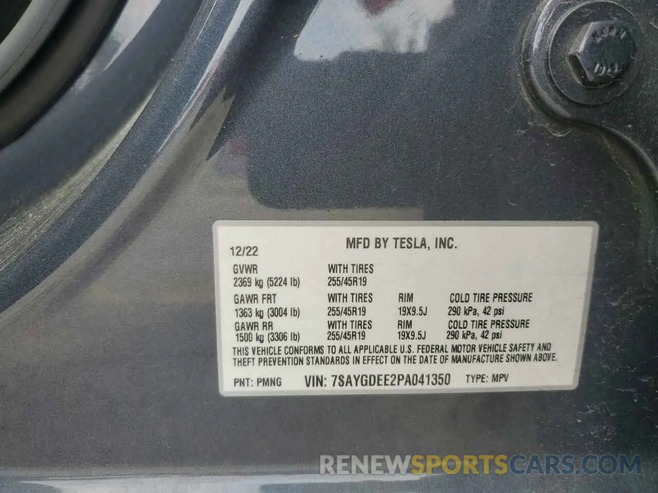12 fotografías del automóvil dañado 7SAYGDEE2PA041350 TESLA MODEL Y 2023
