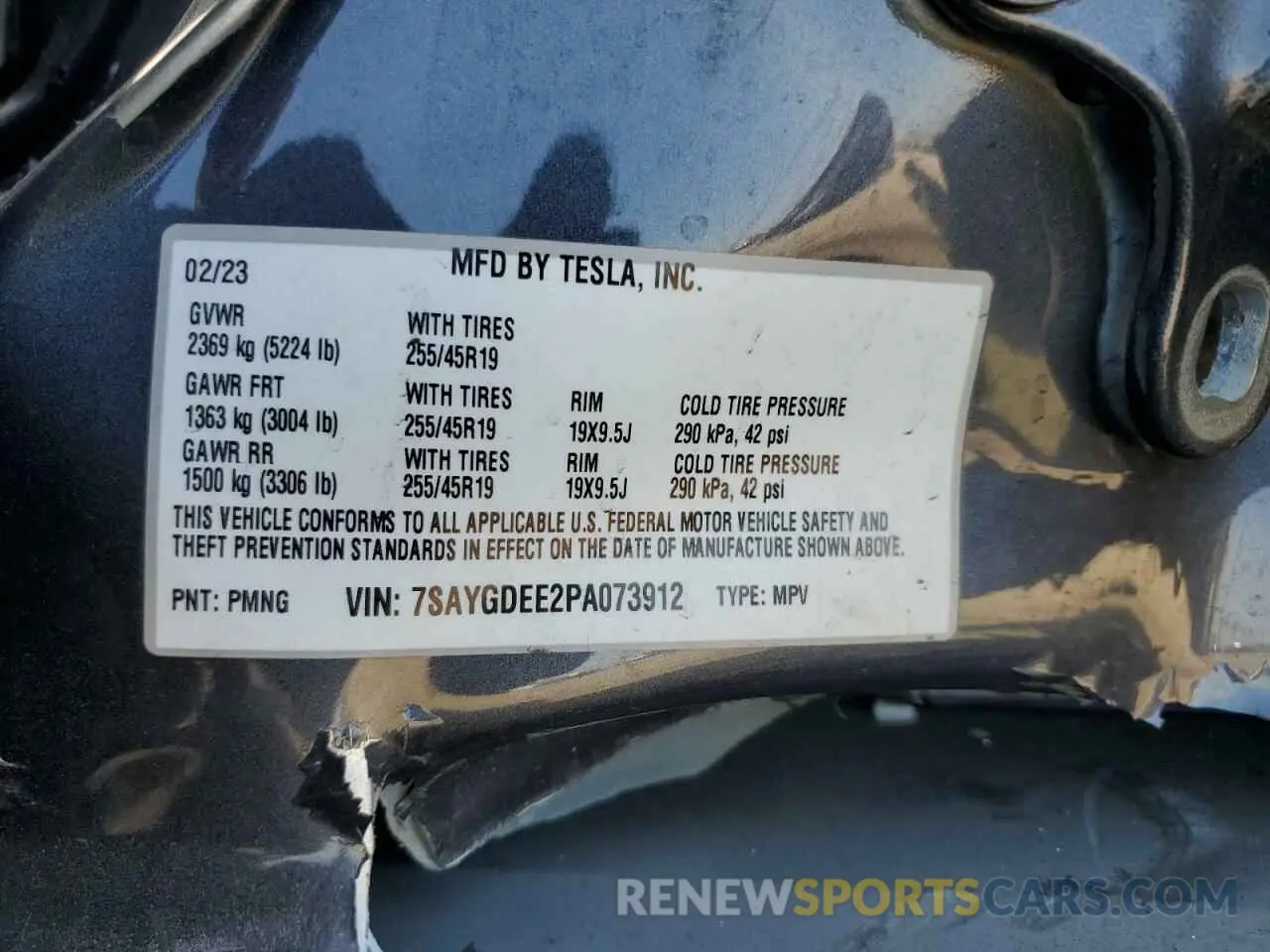 13 fotografías del automóvil dañado 7SAYGDEE2PA073912 TESLA MODEL Y 2023