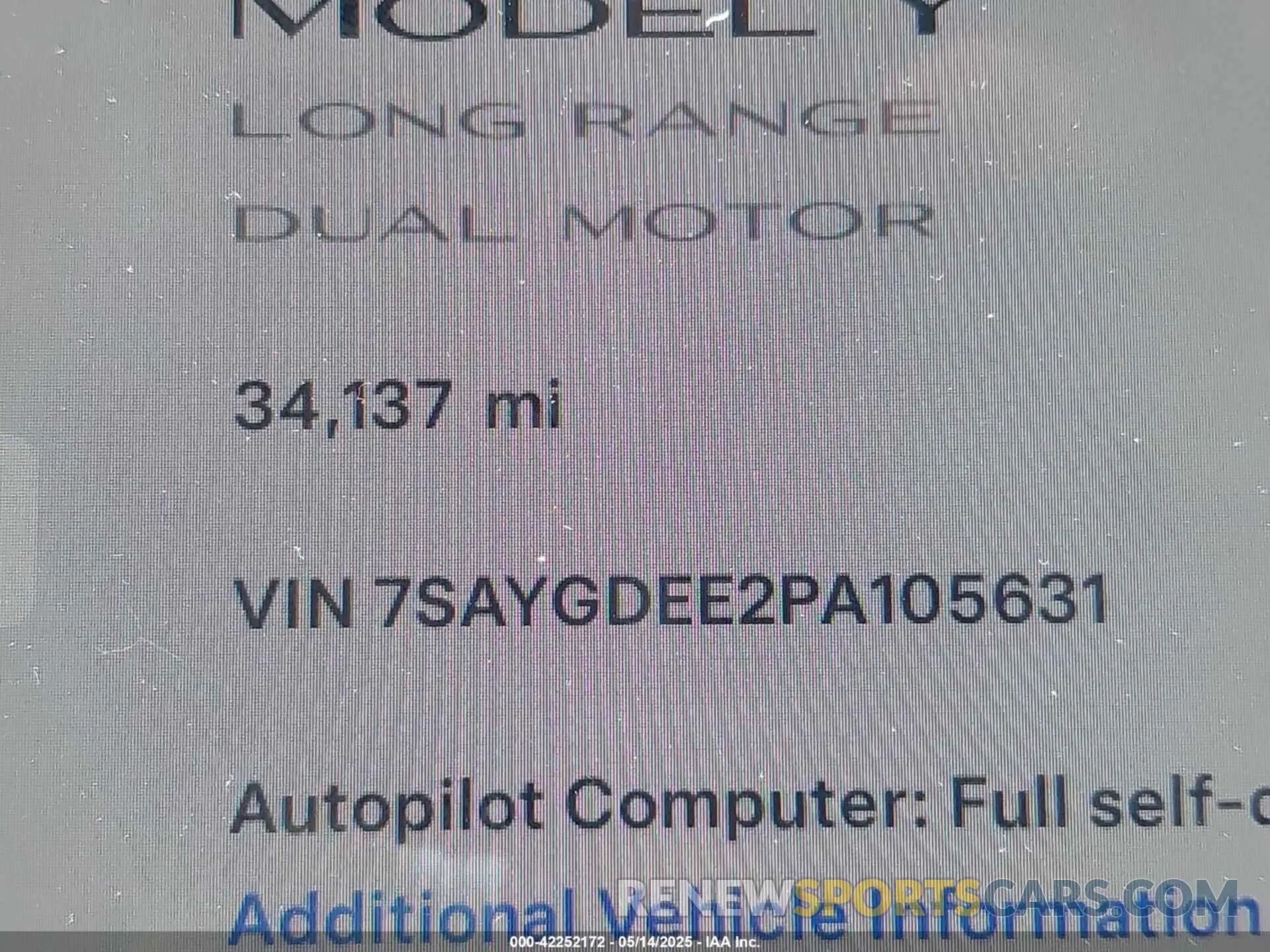 15 fotografías del automóvil dañado 7SAYGDEE2PA105631 TESLA MODEL Y 2023