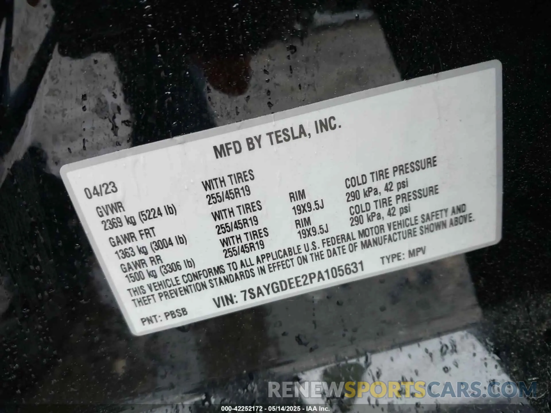 9 fotografías del automóvil dañado 7SAYGDEE2PA105631 TESLA MODEL Y 2023
