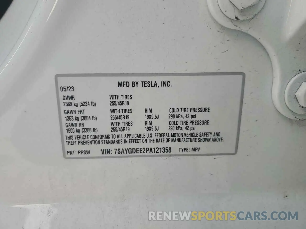12 fotografías del automóvil dañado 7SAYGDEE2PA121358 TESLA MODEL Y 2023