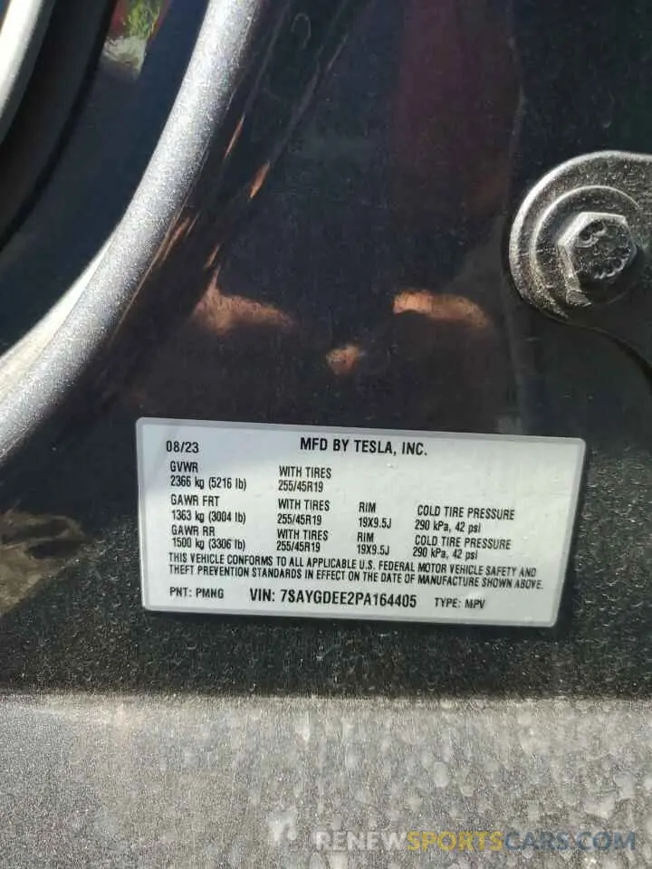 15 fotografías del automóvil dañado 7SAYGDEE2PA164405 TESLA MODEL Y 2023